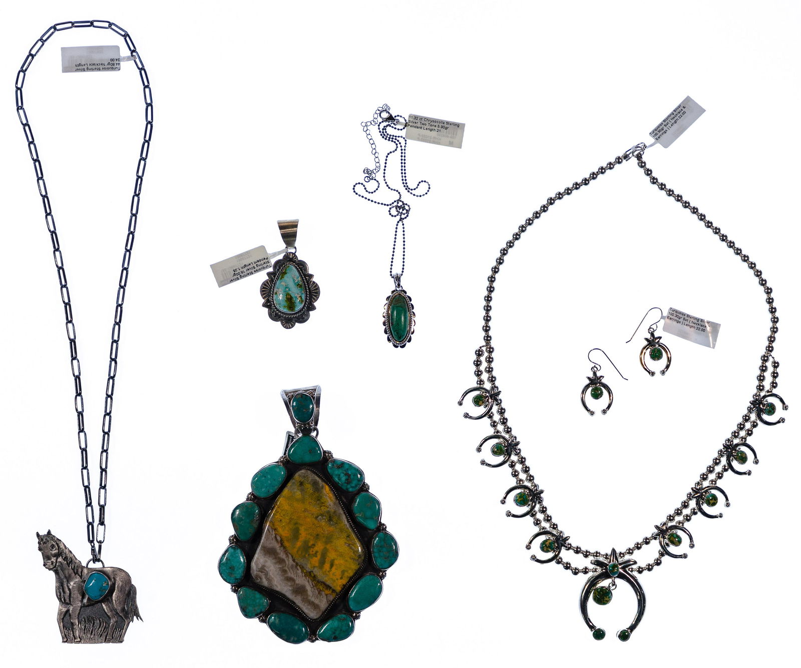 Native American Indian Style Sterling Silver and Turquoise Jewelry Assortment (1 of 6)