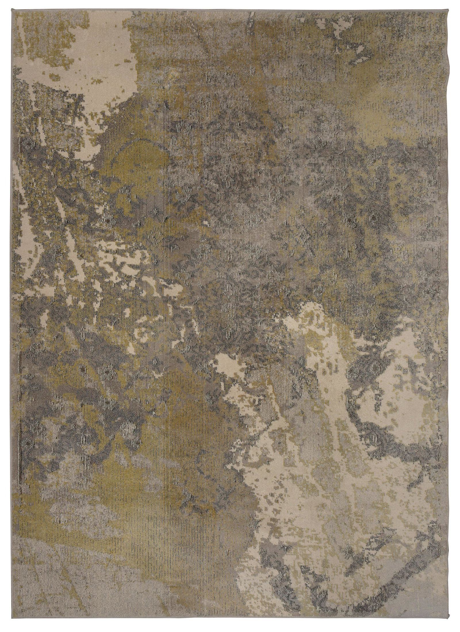 Safavieh 'Monaco' Rug: Safavieh 'Monaco' Rug Bohemian chic, abstract design having mix of high and low loop pile, power-loomed polypropylene in hues of green and gold on an ivory field, stitch bound on all four sides, retai