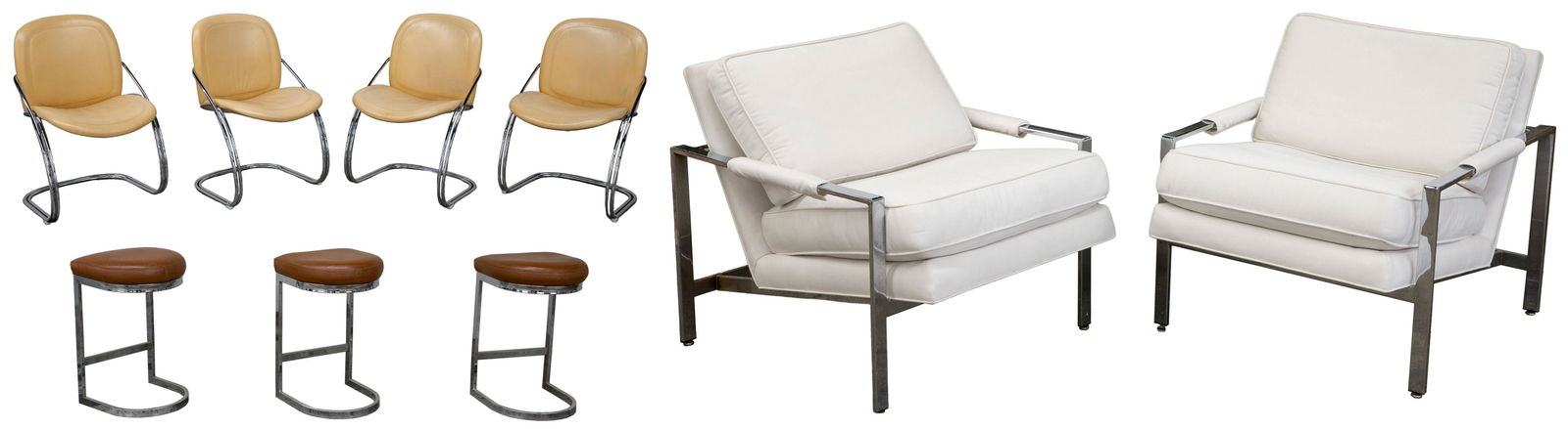 Chrome and Leather Upholstered Chair and Stool Assortment (1 of 20)