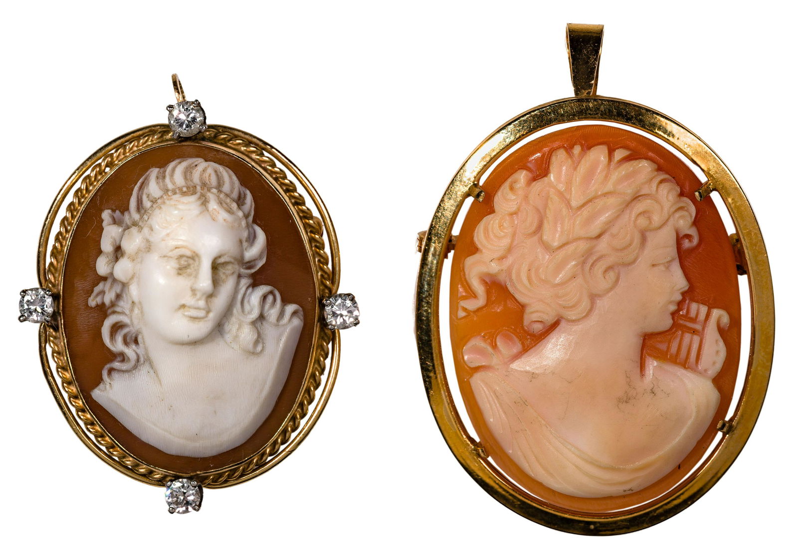 Gold and Carved Shell Cameo Pendants (1 of 3)