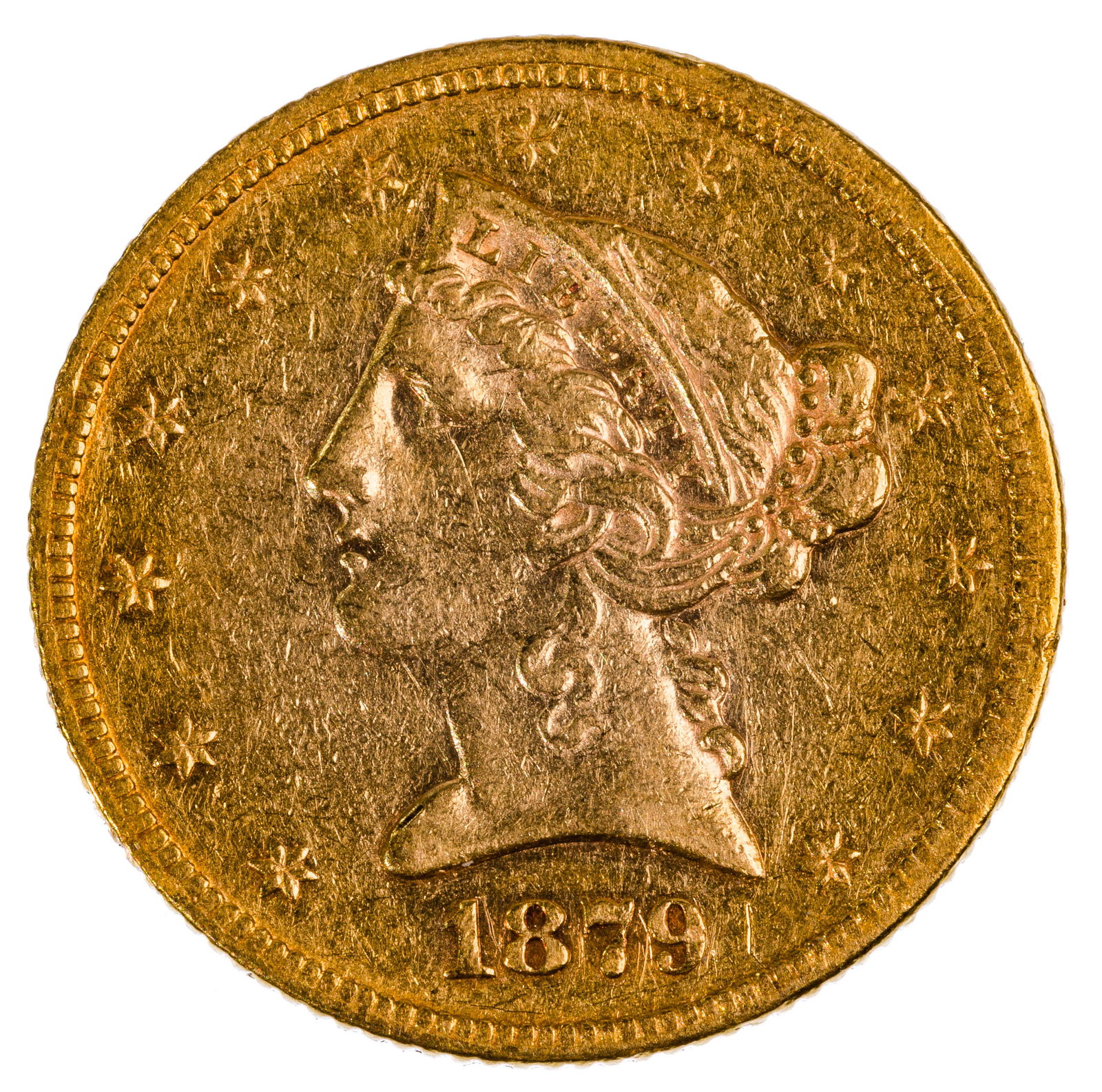 1879 $5 Gold AU Details Ex-Jewelry (1 of 2)