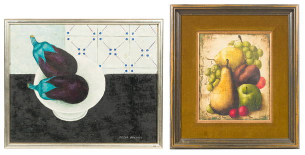 Phillipe Auge (French, b.1935) Oil on Canvas: Phillipe Auge (French, b.1935) Oil on Canvas Undated, signed upper left, in a velvet-lined wood frame; together with Peter Orlando (American, 1921-2009) 'Les Aubergines' oil on canvas, undated, signed