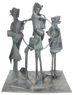 Abbott Pattison (American, 1916-1999) Bronze Sculpture: Abbott Pattison (American, 1916-1999) Bronze Sculpture Undated, cast bronze, signed on base, depicting (4) abstract figures Property from: a Private Collector, Glencoe, Illinois Height: 55 inches, Wid