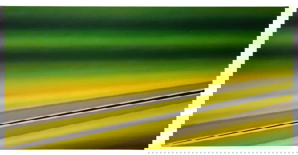 Rita Letendre (Canadian, b.1928) 'Denke' Oil on Canvas: Rita Letendre (Canadian, b.1928) 'Denke' Oil on Canvas 1977, signed verso, depicting an abstract image, unframed Property from: a Private Collector, Joliet, Illinois Height: 36 inches, Width: 72 inche