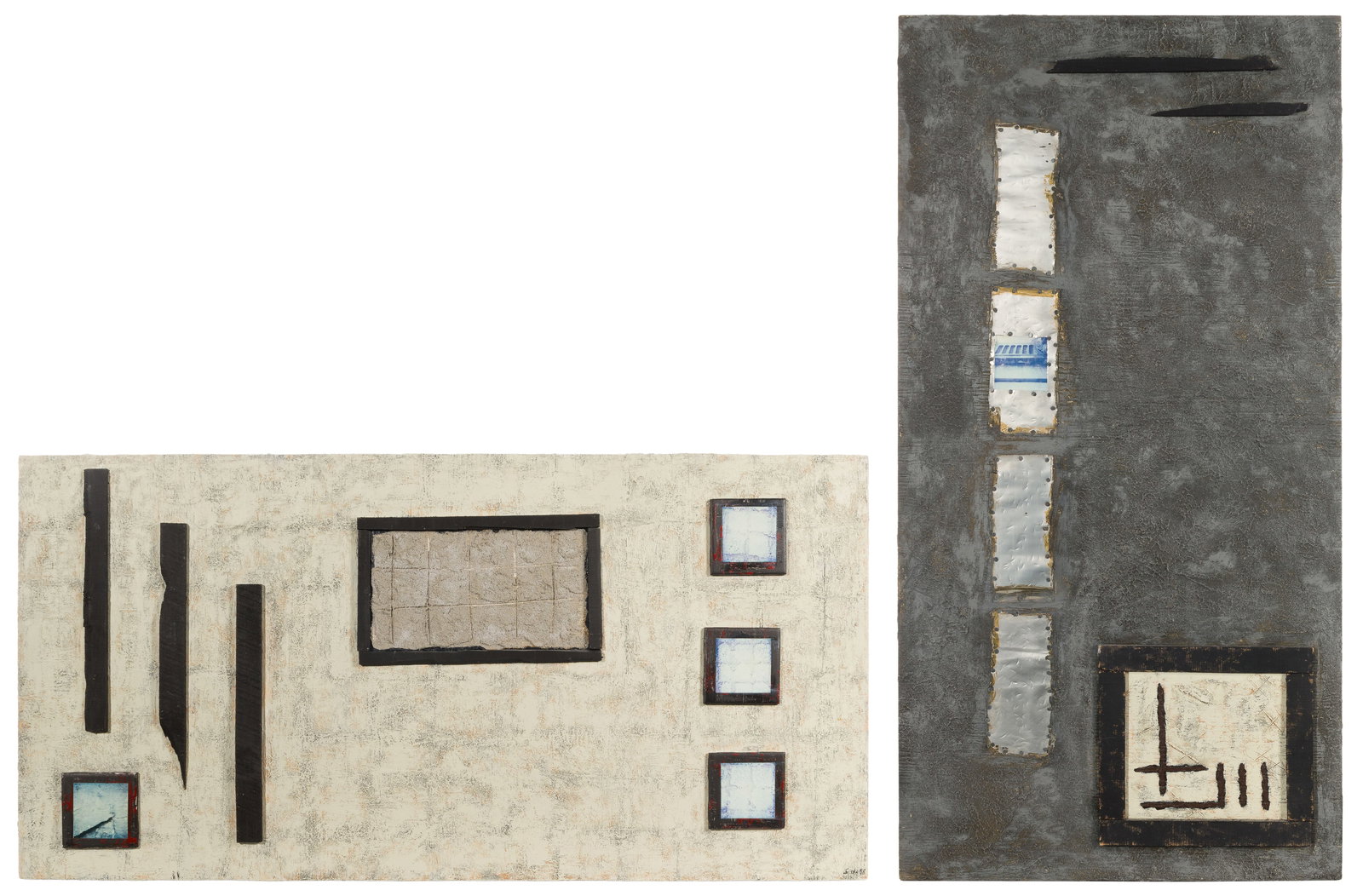 Siska (20th Century) 'Temple Ruins' and 'Vaults and Tombs' Mixed Medias on Wood (1 of 13)