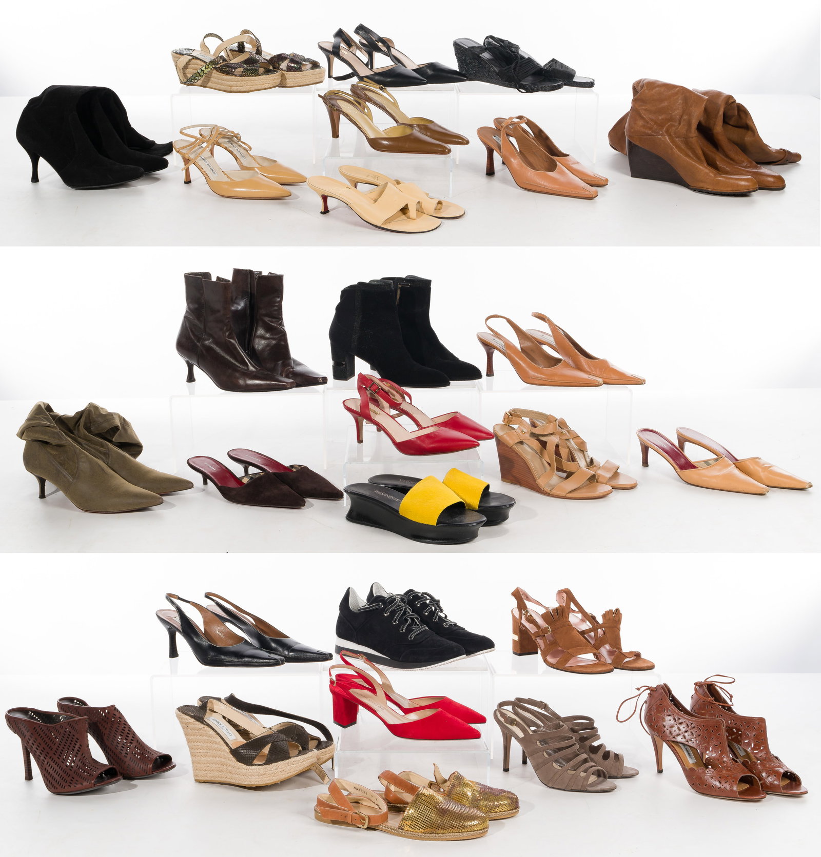 Shoe and Boot Assortment: Shoe and Boot Assortment (25) pairs of shoes and boots including (11) in original boxes from makers including Louise et Cie, Jimmy Choo, Stuart Weitzman, Elizabeth and James, Tamara Melon, Manolo Blah