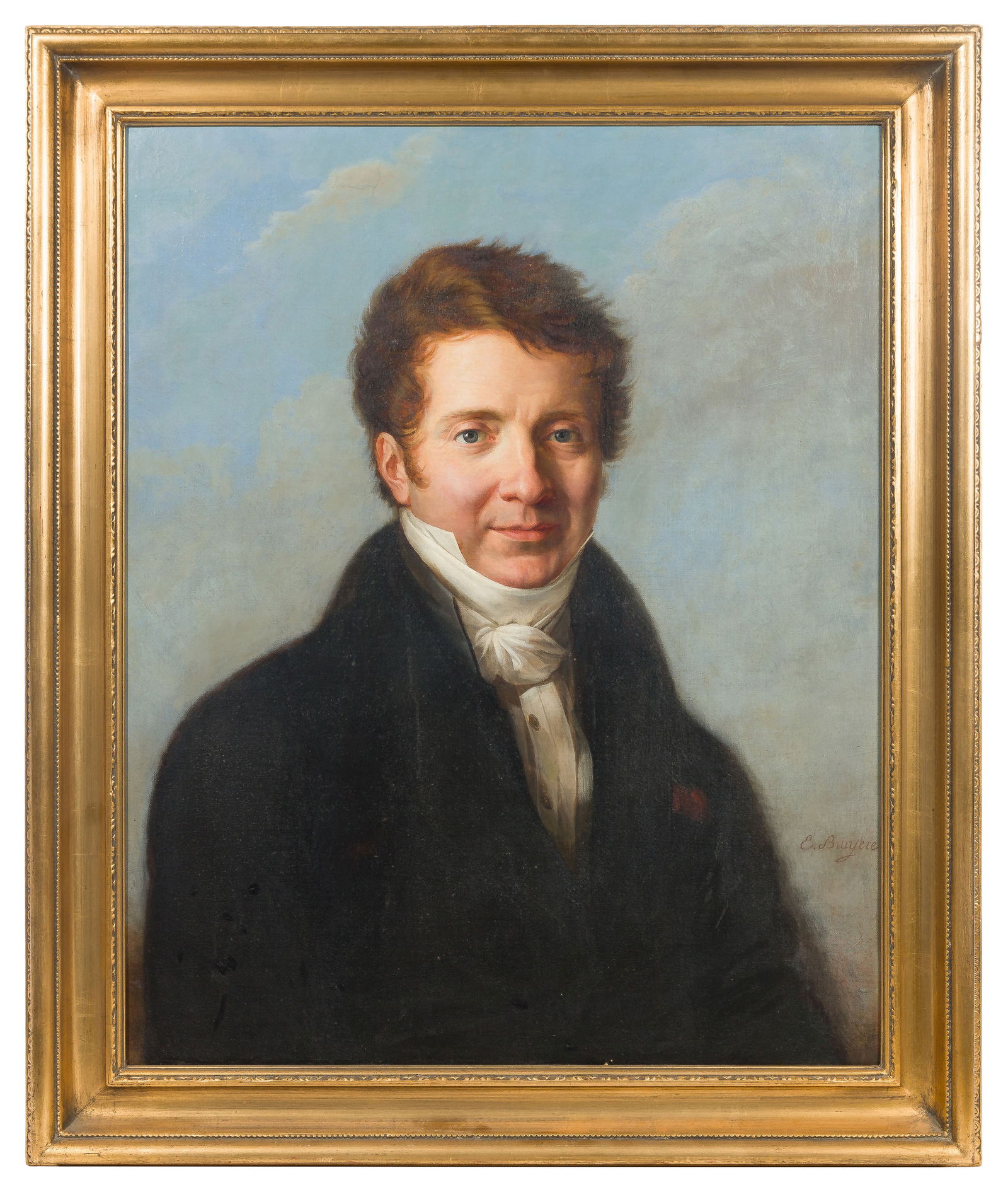 Elise Bruyere (French, 1776-1842) Oil on Canvas: Elise Bruyere (French, 1776-1842) Oil on Canvas Undated, signed lower right, depicting a portrait, in carved gold-tone frame Property from: an Estate, Barrington, Illinois Height: 29 inches, Width: 23