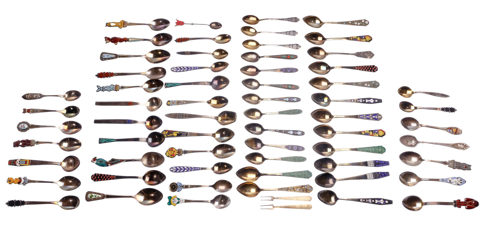 Russian Silver Enamel Souvenir Spoon Assortment (1 of 1)