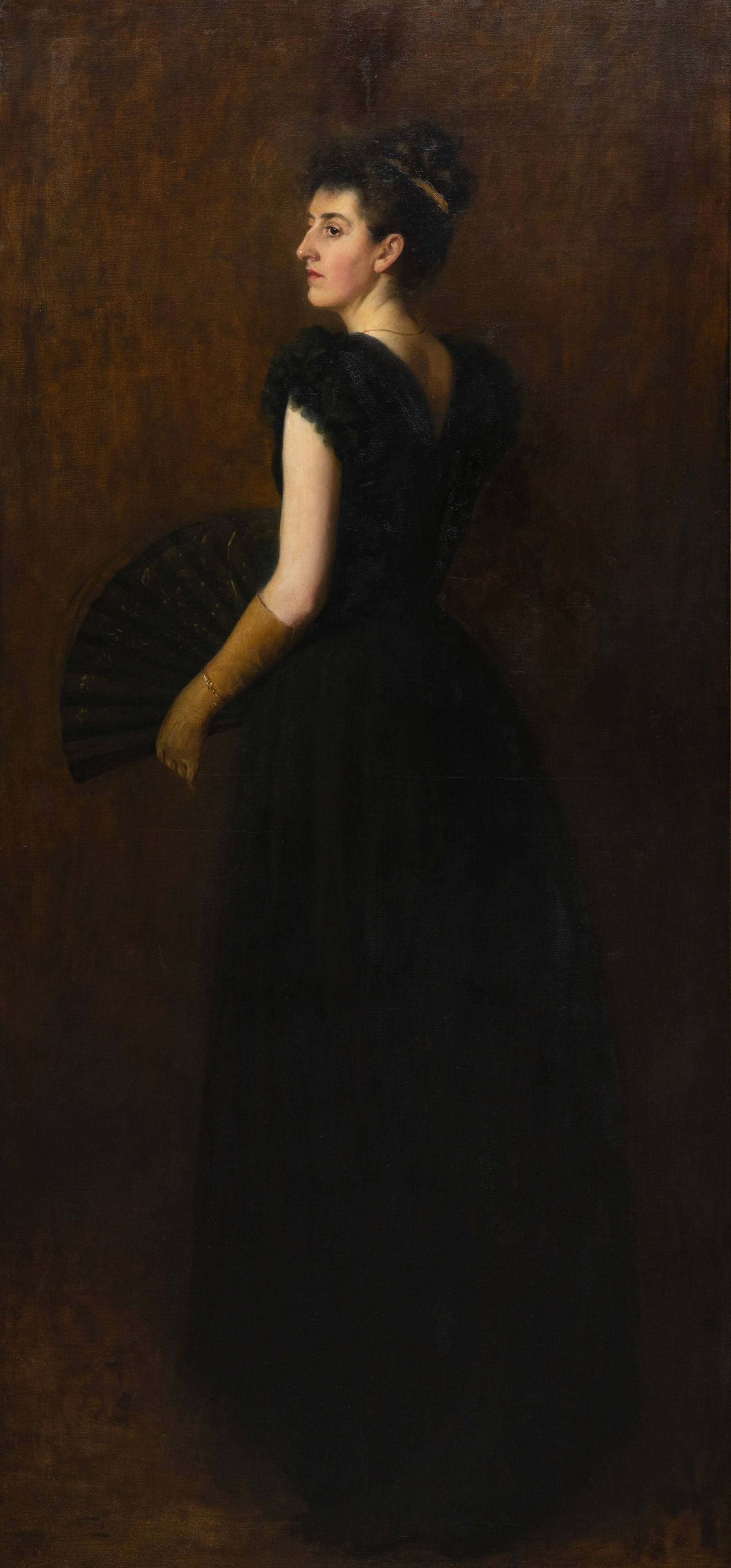 John Alexander Ford (Scottish, 1864-1925) 'Lady in Black' Oil on Canvas: John Alexander Ford (Scottish, 1864-1925) 'Lady in Black' Oil on Canvas Undated, signed 'A. Ford' lower right, possible ink signature 'J. A. Ford' and title on a partial label verso from the Scottish