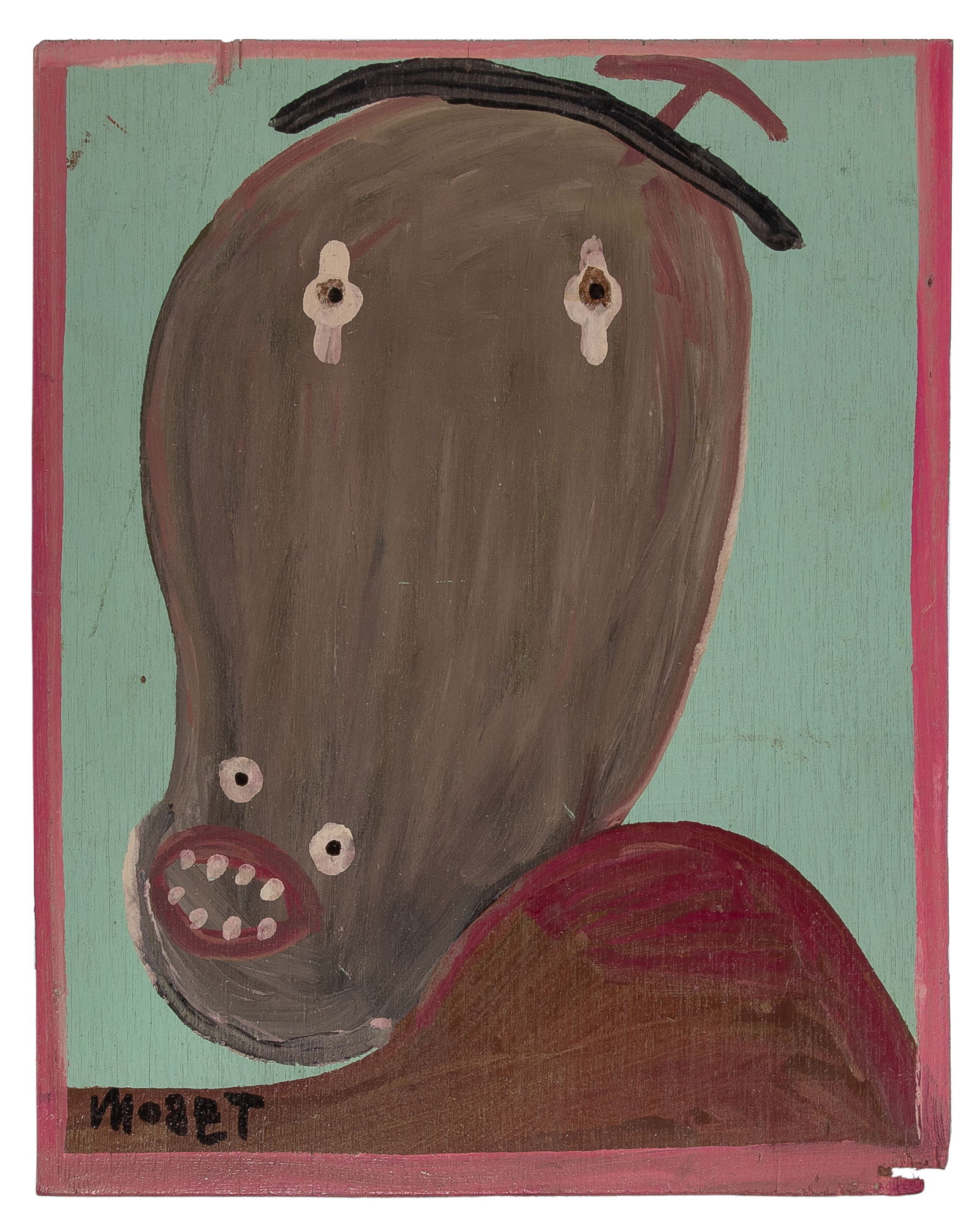 Mose Tolliver (American, 1919-2006) 'Nall' Oil on Board (1 of 3)