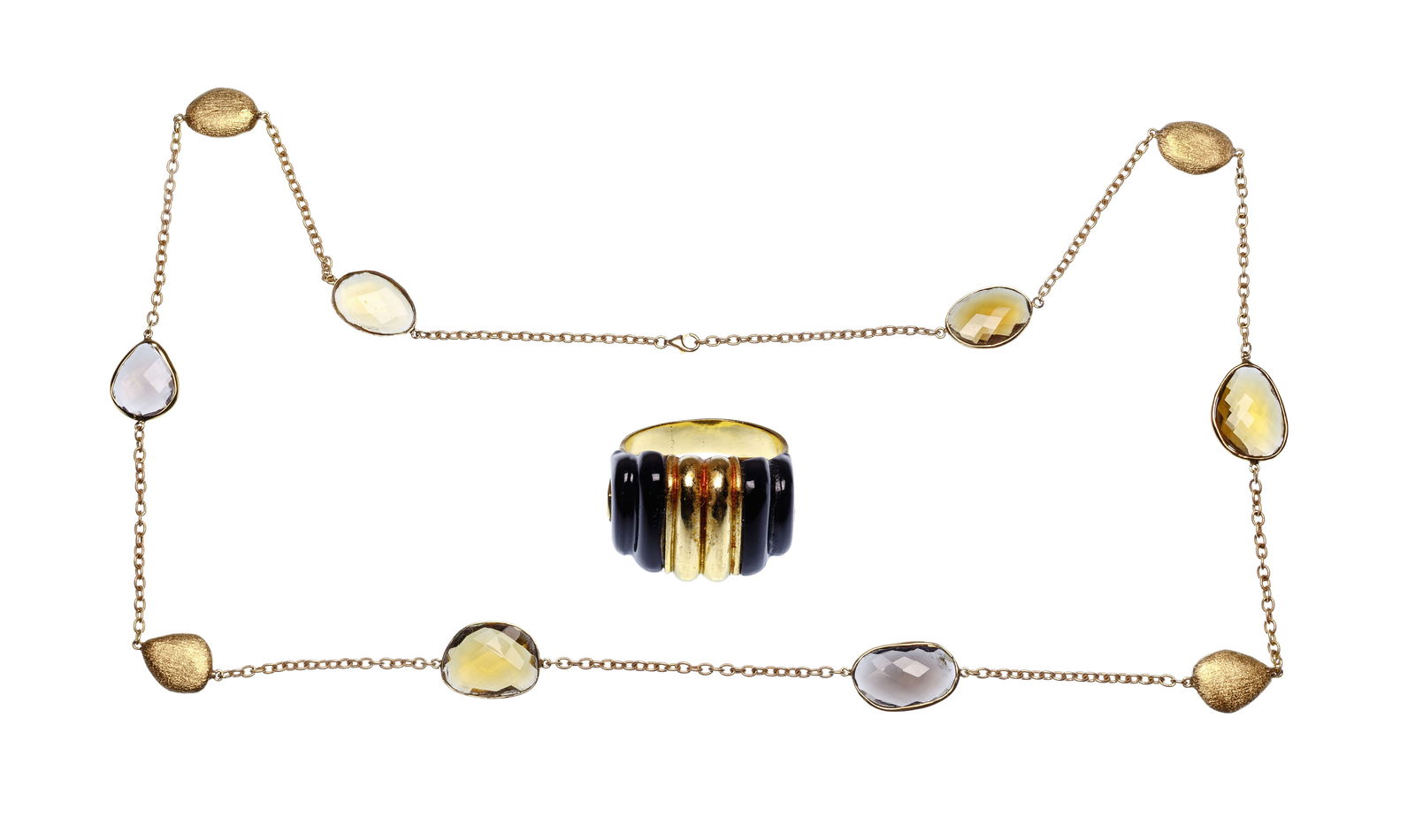 18k Yellow Gold and Semi-Precious Necklace and Ring (1 of 1)