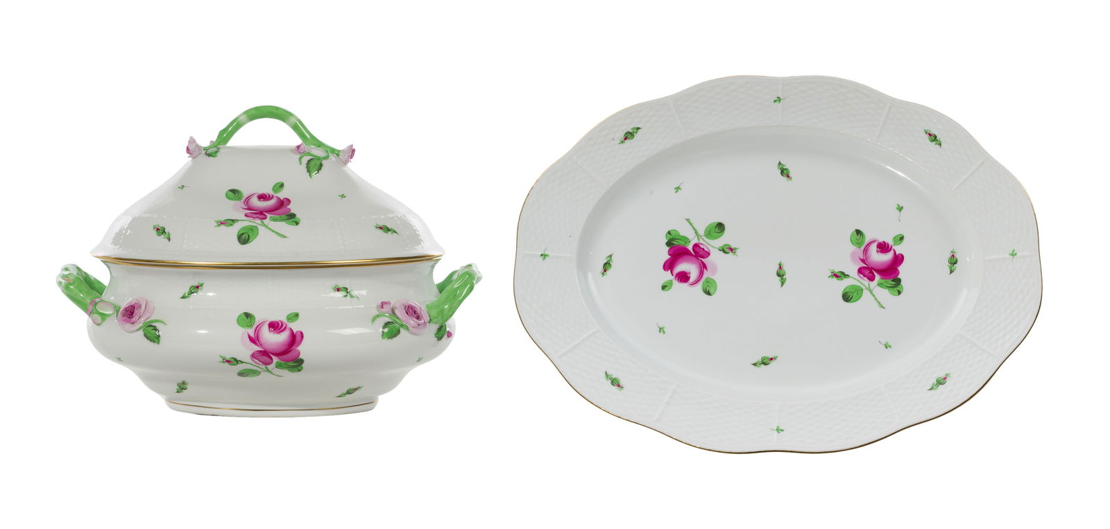 Herend Vienna Rose Tureen and Platter (1 of 2)