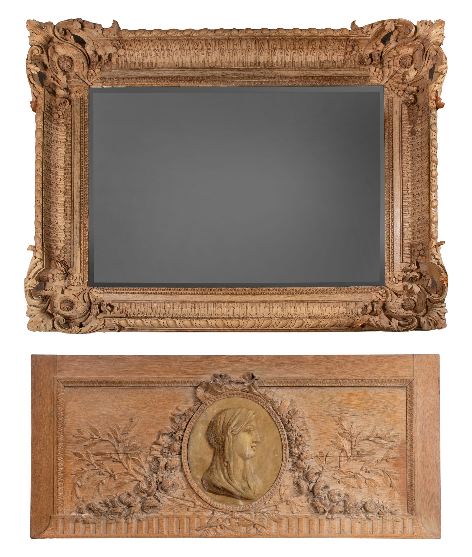 Carved Wood Wall Mirror and Boiserie Panel (1 of 3)
