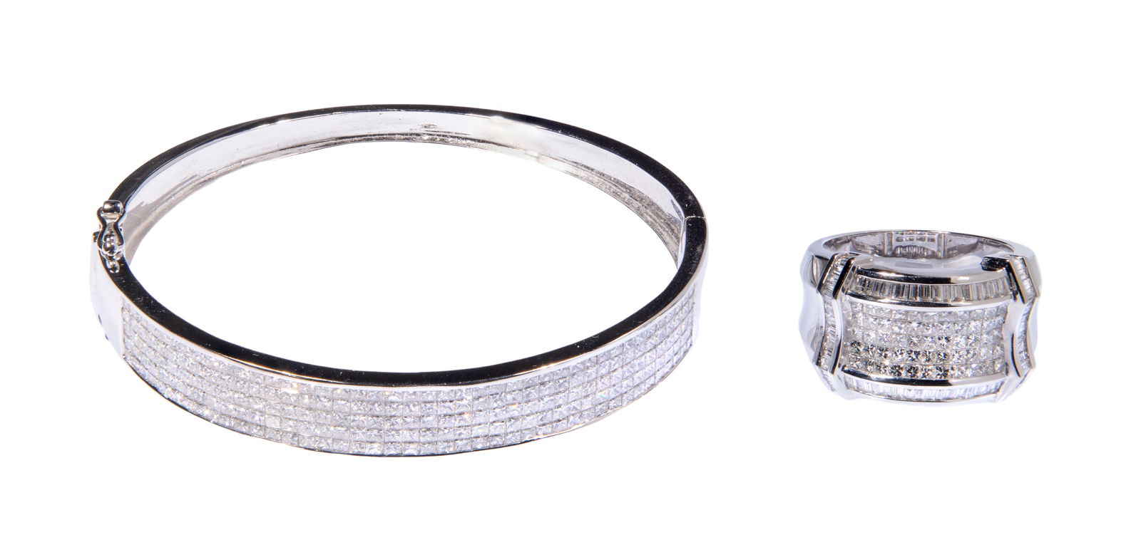 18k White Gold and Diamond Bracelet and Ring (1 of 1)