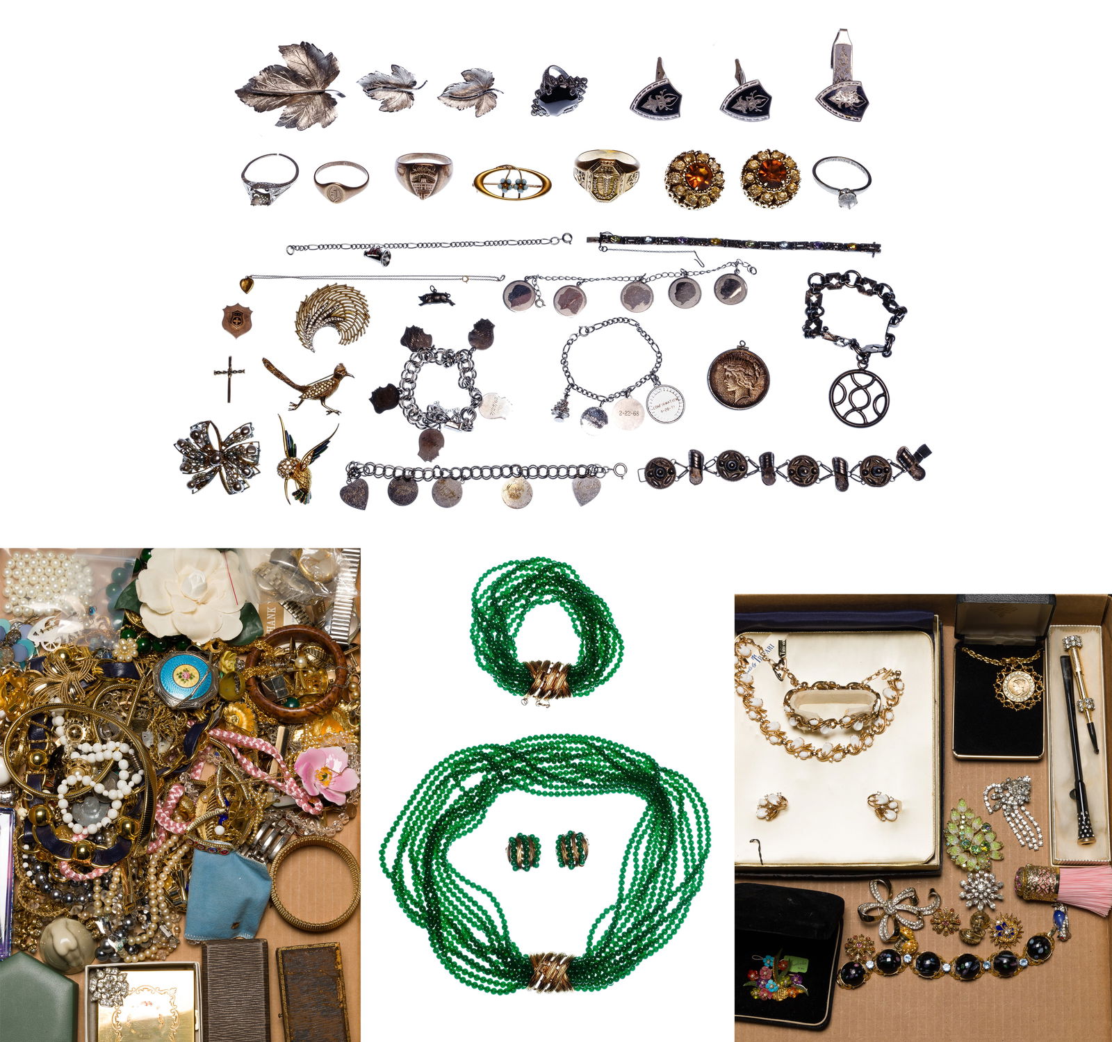 Platinum, Gold, Silver, Rhinestone and Costume Jewelry Assortment (1 of 2)