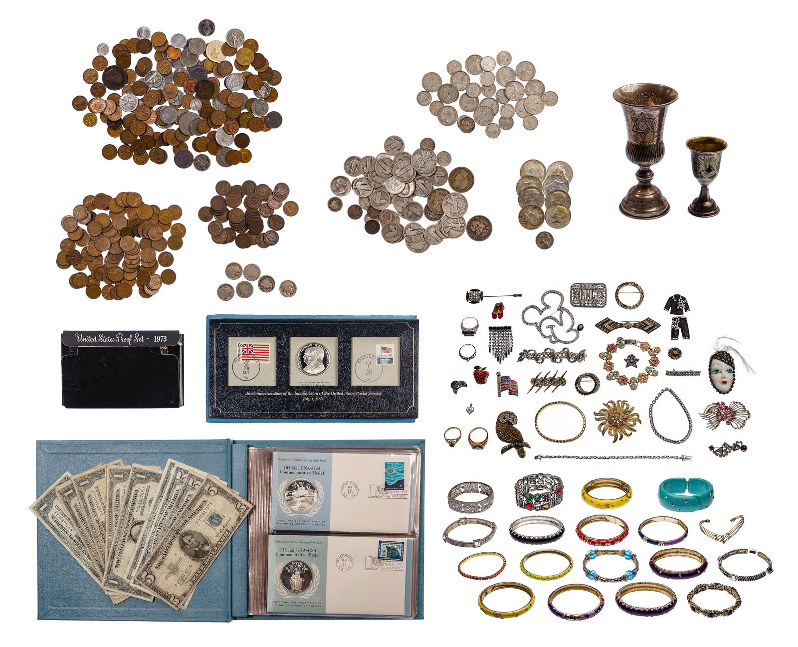 Costume Jewelry, Sterling Silver Hollowware and Coin Assortment (1 of 9)