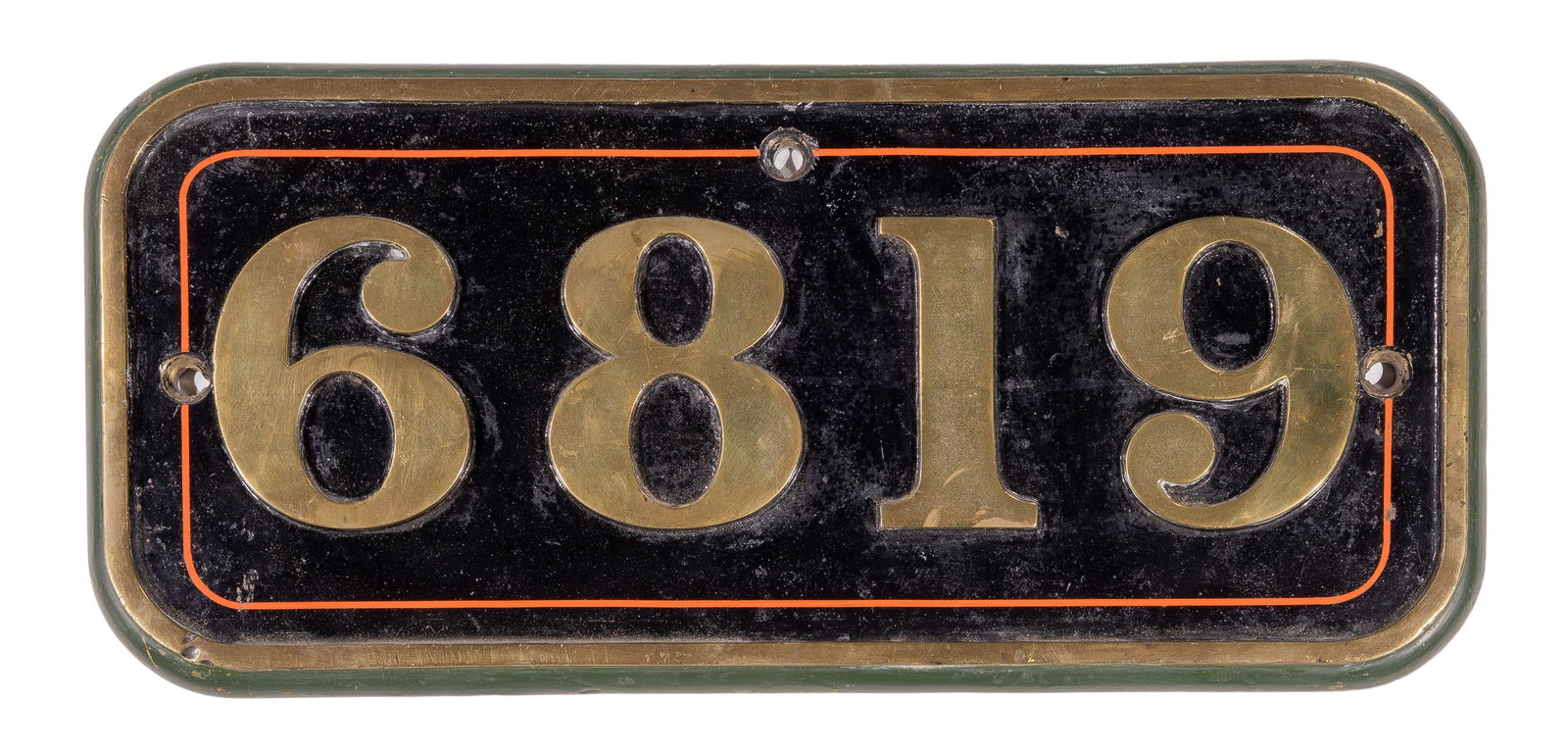 GWR Brass Cabside Numberplate 6819 ex HIGHNAM GRANGE 4-6-0 (1 of 2)