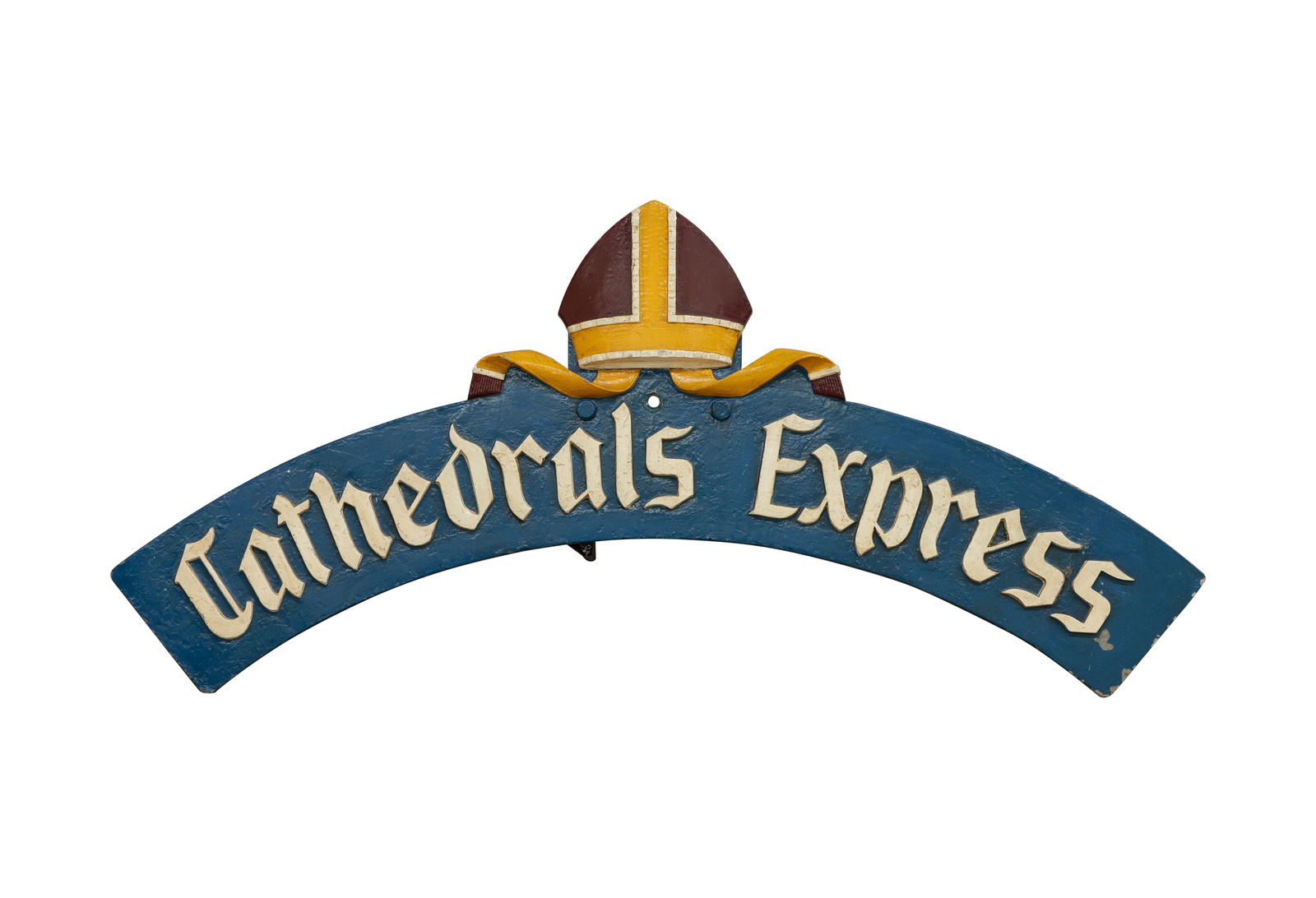 Headboard CATHEDRALS EXPRESS Cast Metal: Headboard CATHEDRALS EXPRESS Cast Metal Western Region of British Railways connecting Hereford, Worcester and London Paddington Provenance: Purchased from Barry Cordell, December 1998 Property from: T