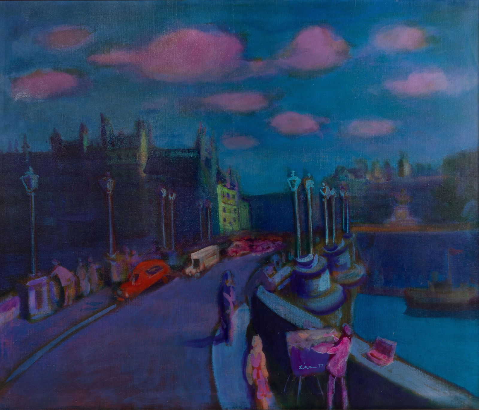 Gustav Likan (Yugoslavian, 1912-1998) 'Pont de Neuf' Oil on Canvas (1 of 5)