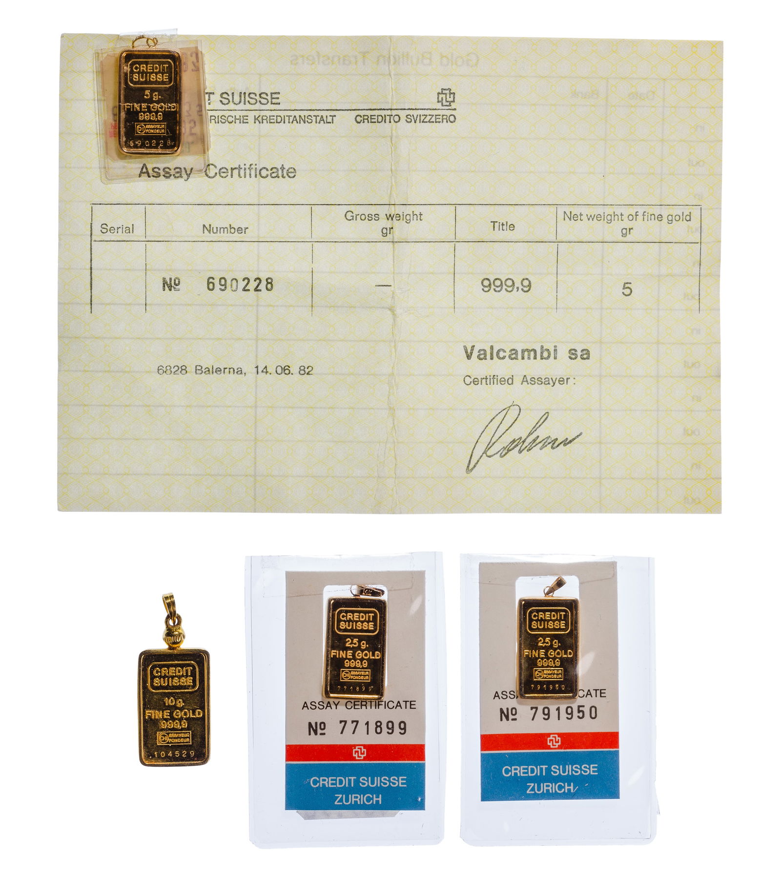 Credit Suisse Fine Gold (999) Ingot Pendant in Bail Assortment (1 of 1)