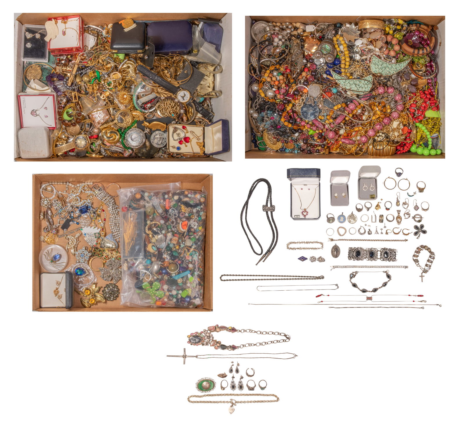 Sterling Silver, Rhinestone and Costume Jewelry and Part Assortment (1 of 5)