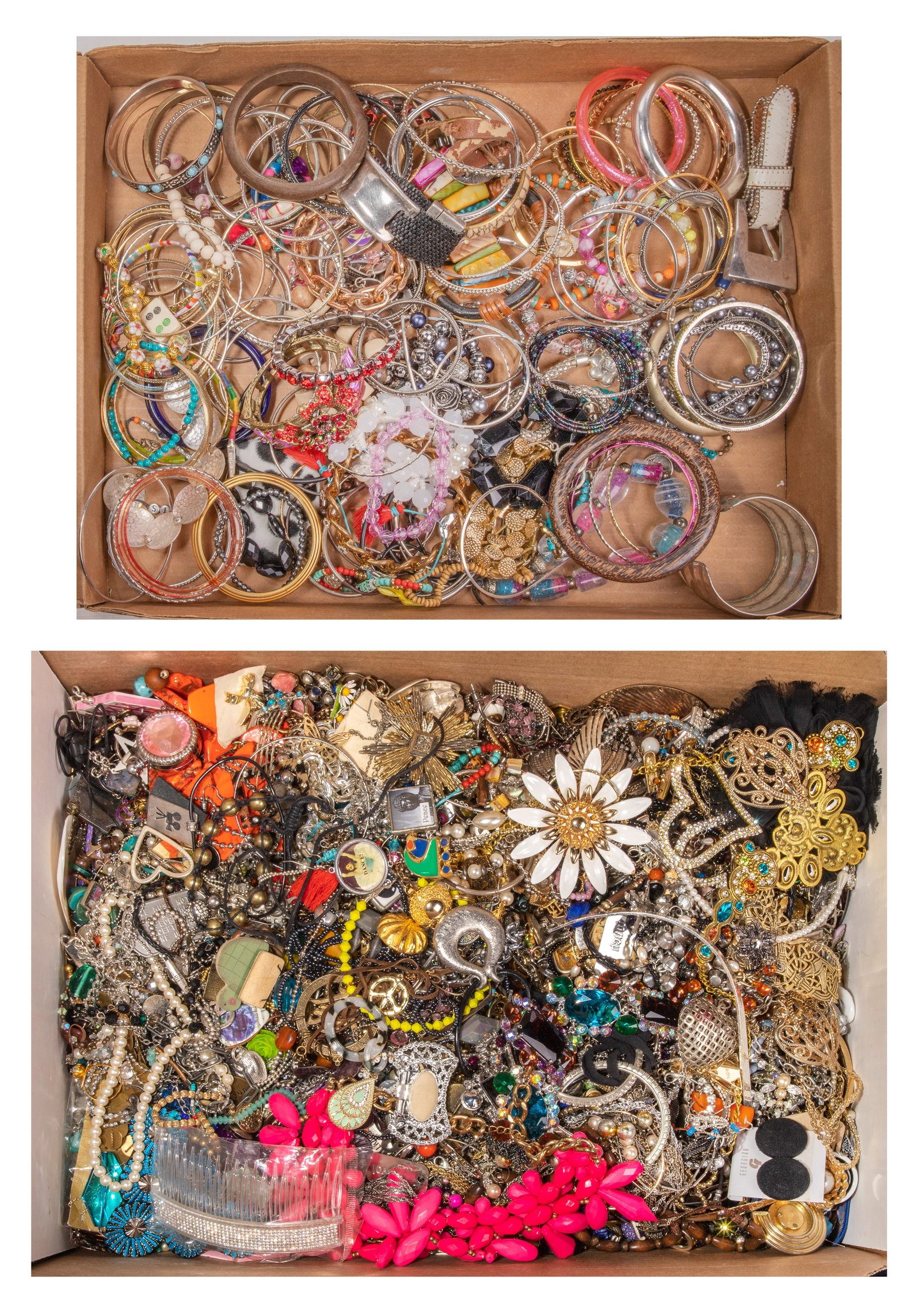 Costume Jewelry Assortment: Costume Jewelry Assortment Approximately (30) pounds of bracelets, necklaces, pedants, pins and earrings Property from: a Private Collector, Chicago, Illinois Condition: light to moderate wear overall