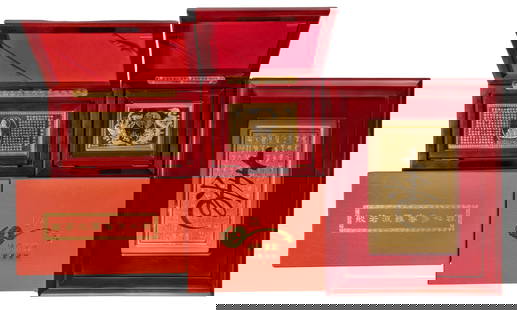 Chinese 24k Yellow Gold Golden Card Assortment: Chinese 24k Yellow Gold Golden Card Assortment (3) items, some having presentation boxes Property from: an Estate, Chicago (North Center), Illinois Category: Exonumia > Exonumia Estimated Sale Time: 1