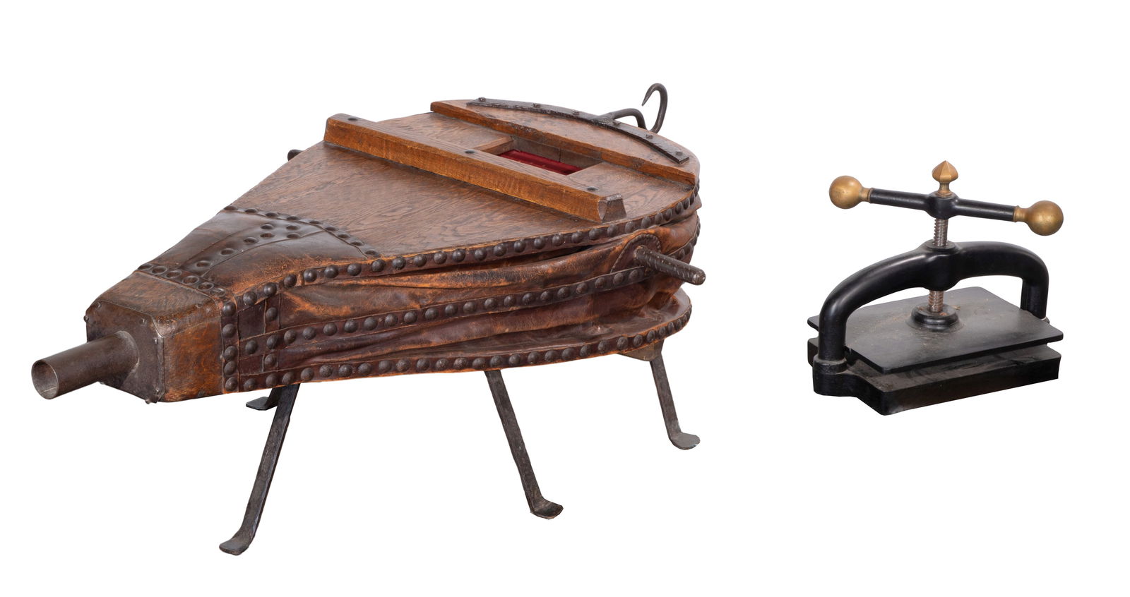 Blacksmith Bellows and Cast Iron Book Press (1 of 1)