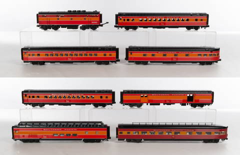 MTH Model Train O Scale Southern Pacific Passenger Car Collection: MTH Model Train O Scale Southern Pacific Passenger Car Collection (8) items including cars of Southern Pacific 'Daylight' passenger train Property from: an Estate, Downers Grove, Illinois Height: 4 in