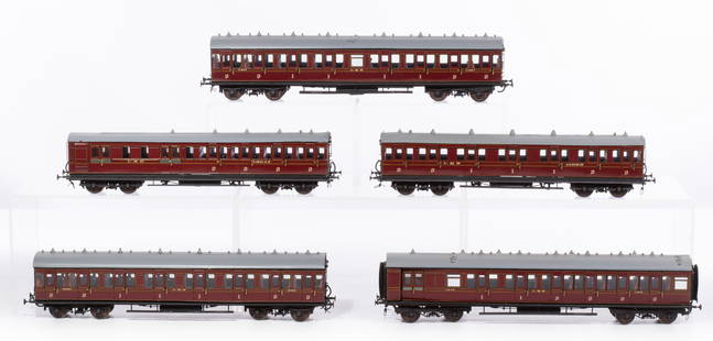 Lawrence Scale Models Model Train O Scale Car Assortment: Lawrence Scale Models Model Train O Scale Car Assortment (5) kit-made, hand painted items including carriage cars, all retaining original Lawrence 1995 tags Property from: an Estate, Wilton,