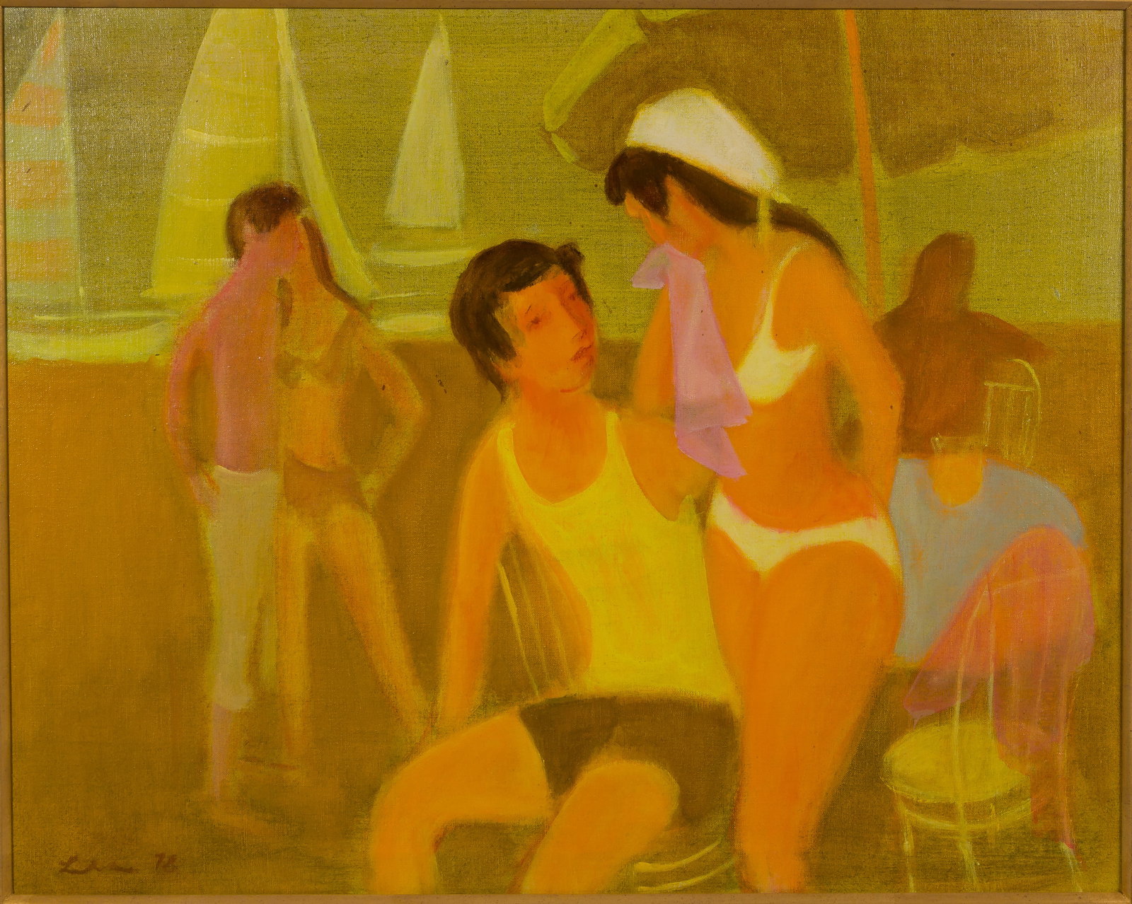 Gustav Likan (Yugoslavian, 1912-1998) 'Beach Scene' Oil on Canvas (1 of 4)