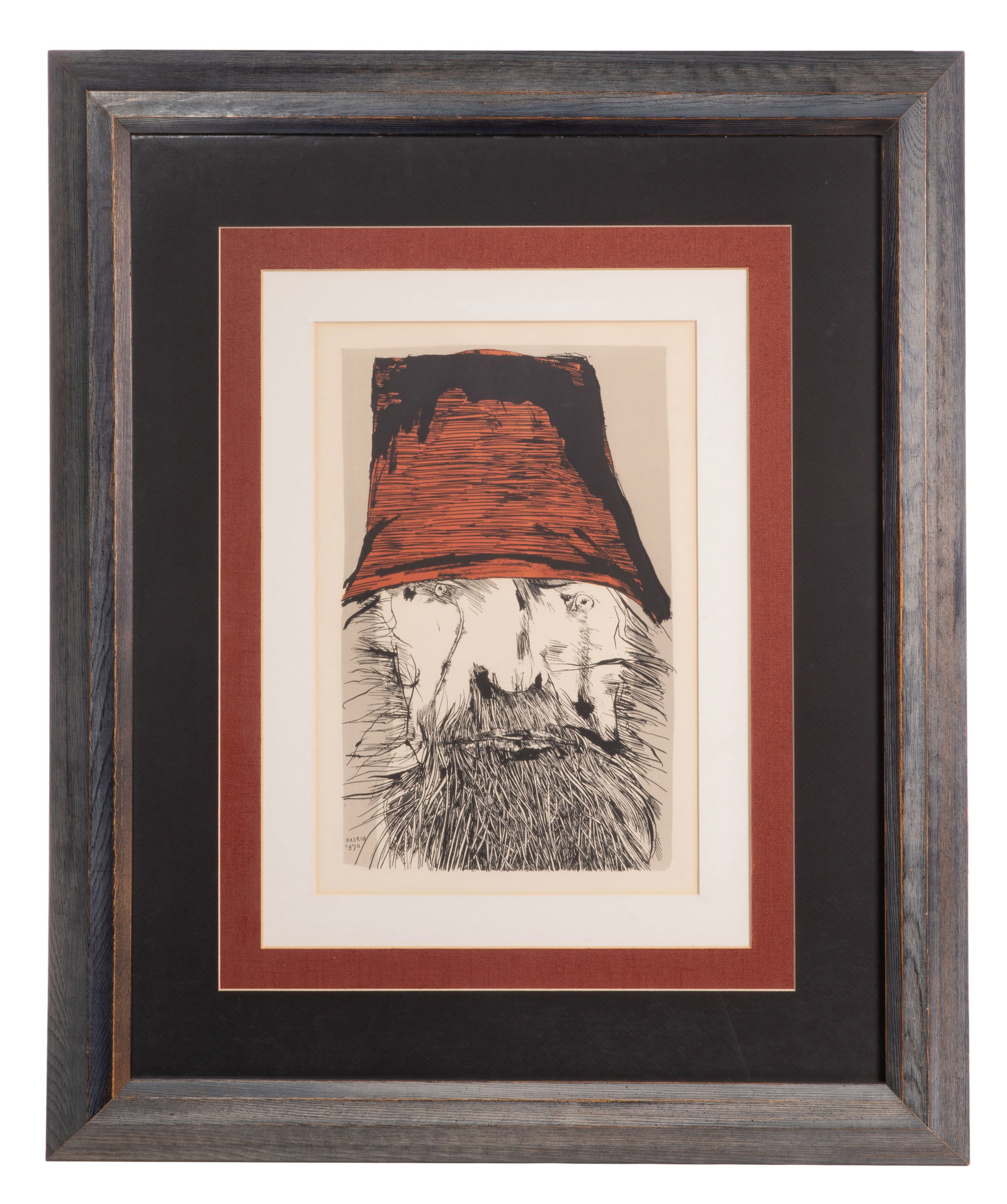 Leonard Baskin (American, 1922-2000) 'Ahab With Red Hat' Lithograph (1 of 2)