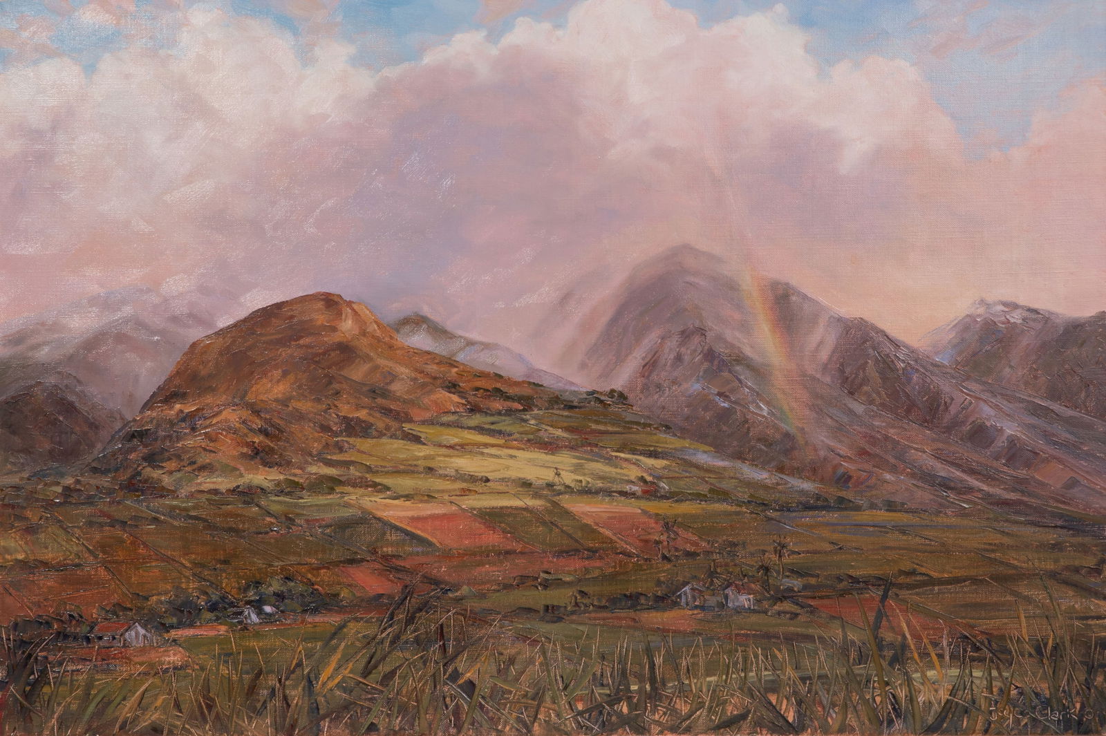 Joyce Brown Clark (American, 1916-2011) 'Mountain Sunset' Oil on Canvas (1 of 6)