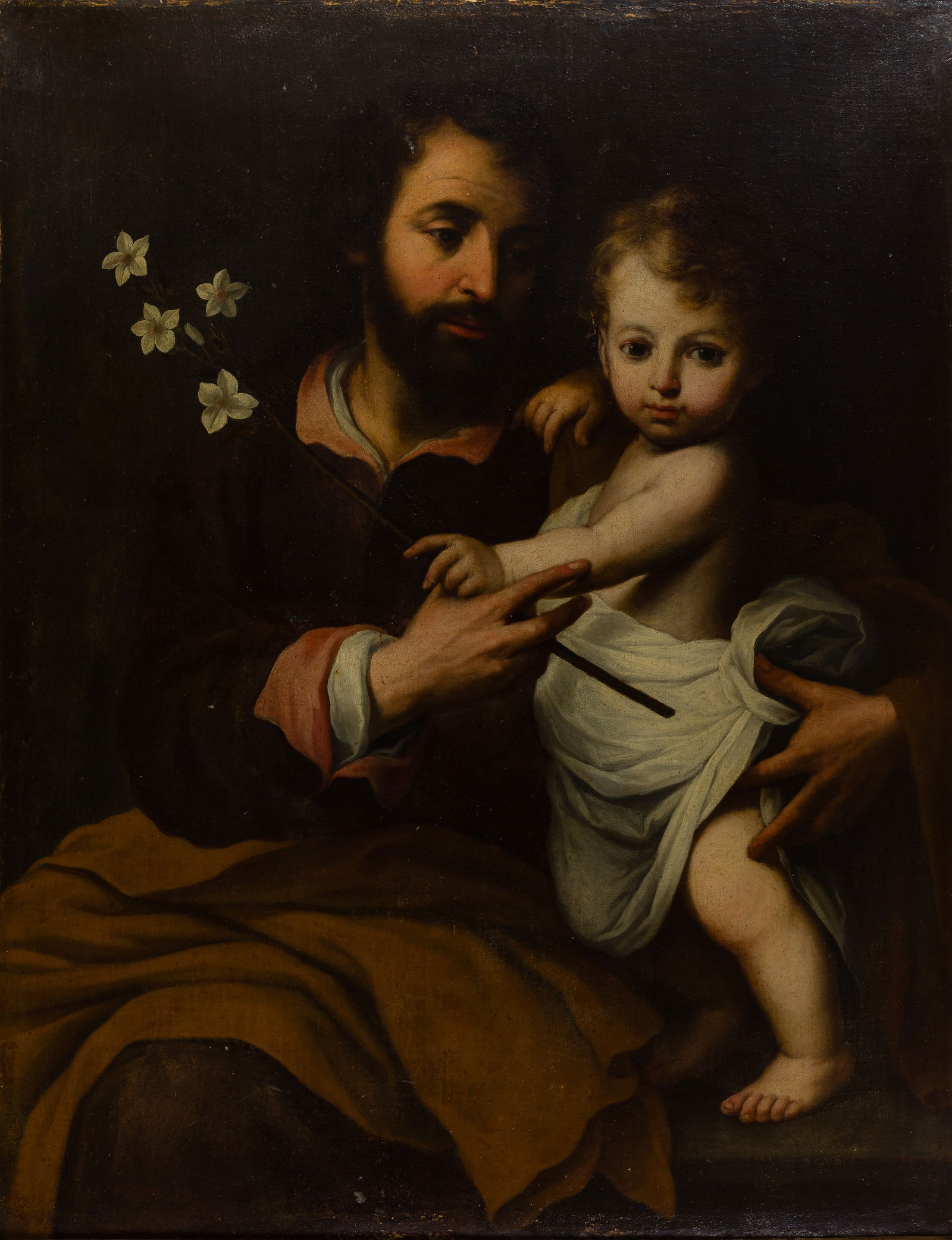 After Bartolomeo Murillo (Spanish, 1617-1682) 'Saint Joseph with Christ Child' Oil on Canvas (1 of 6)