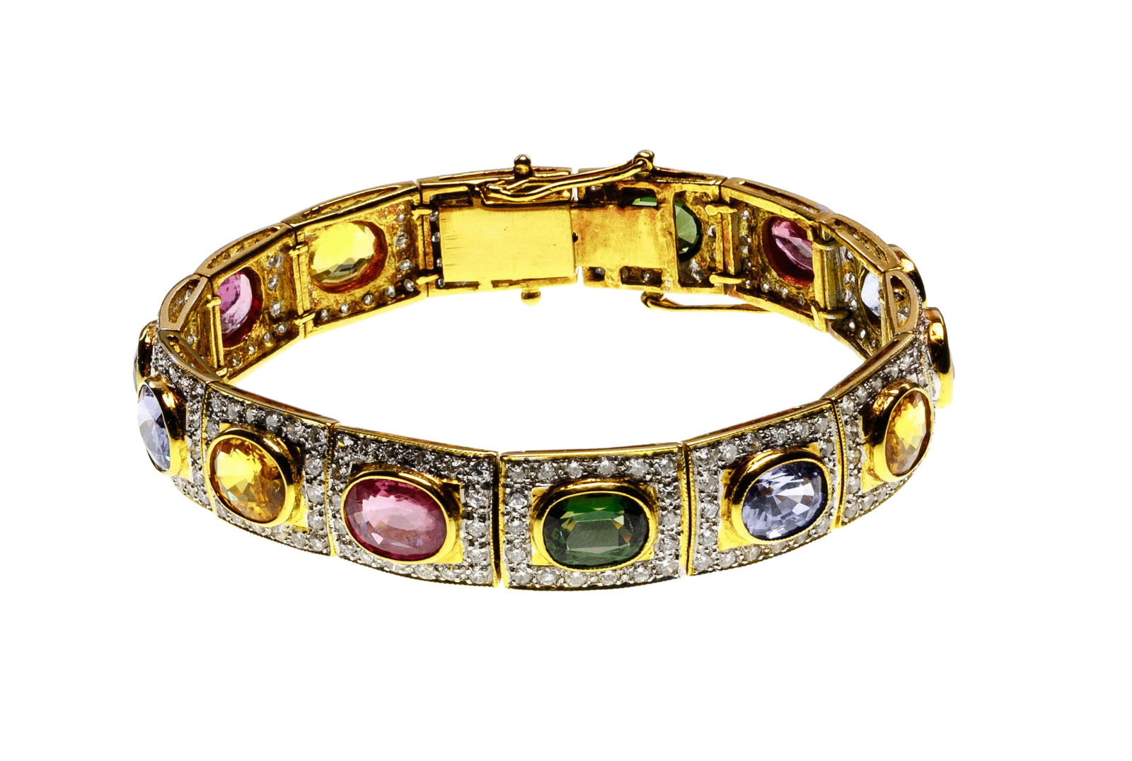 21.5k Yellow Gold and Semi-Precious Gemstone Bracelet (1 of 3)