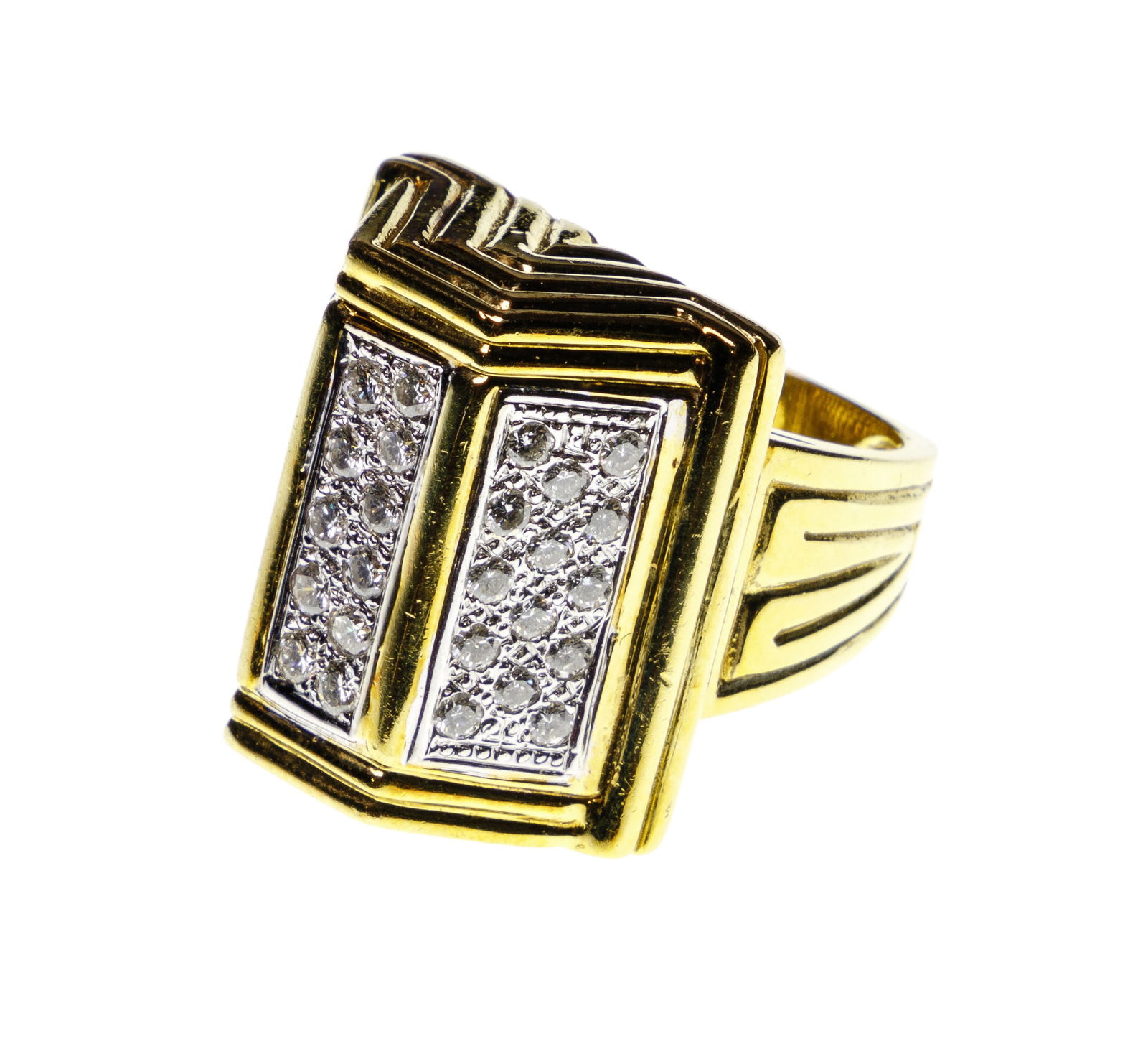 R Stone 18k Yellow Gold and Diamond Ring (1 of 5)