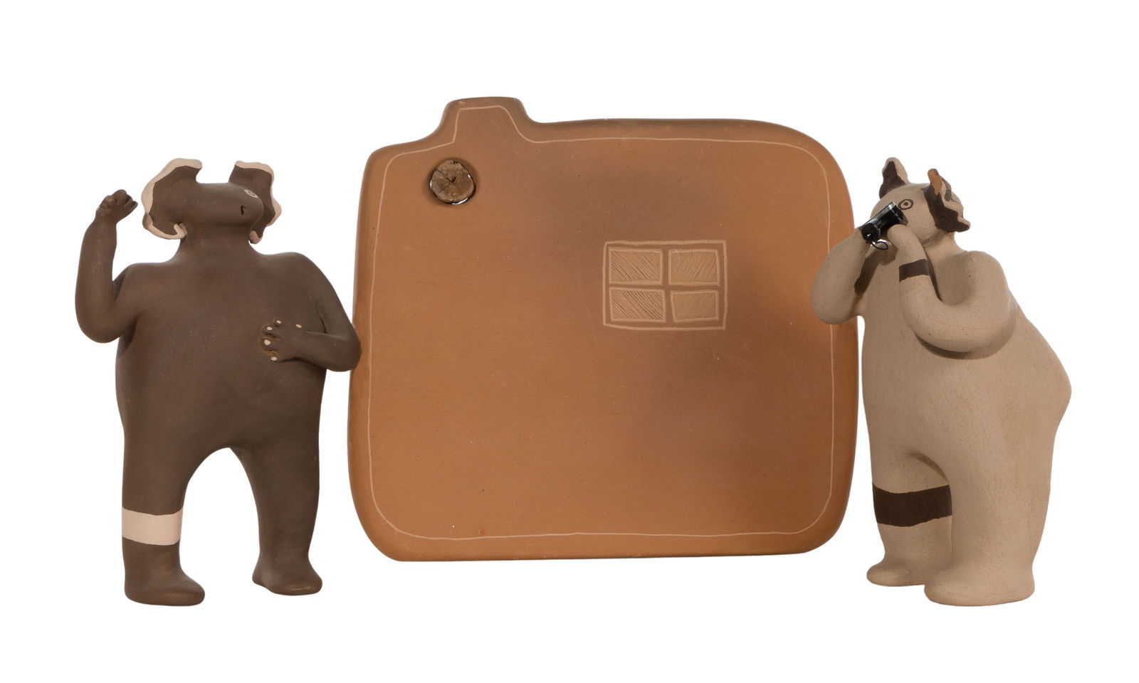 Nora Naranjo Morse (American / Santa Clara Pueblo, b.1953) Pottery Figurines (1 of 2)