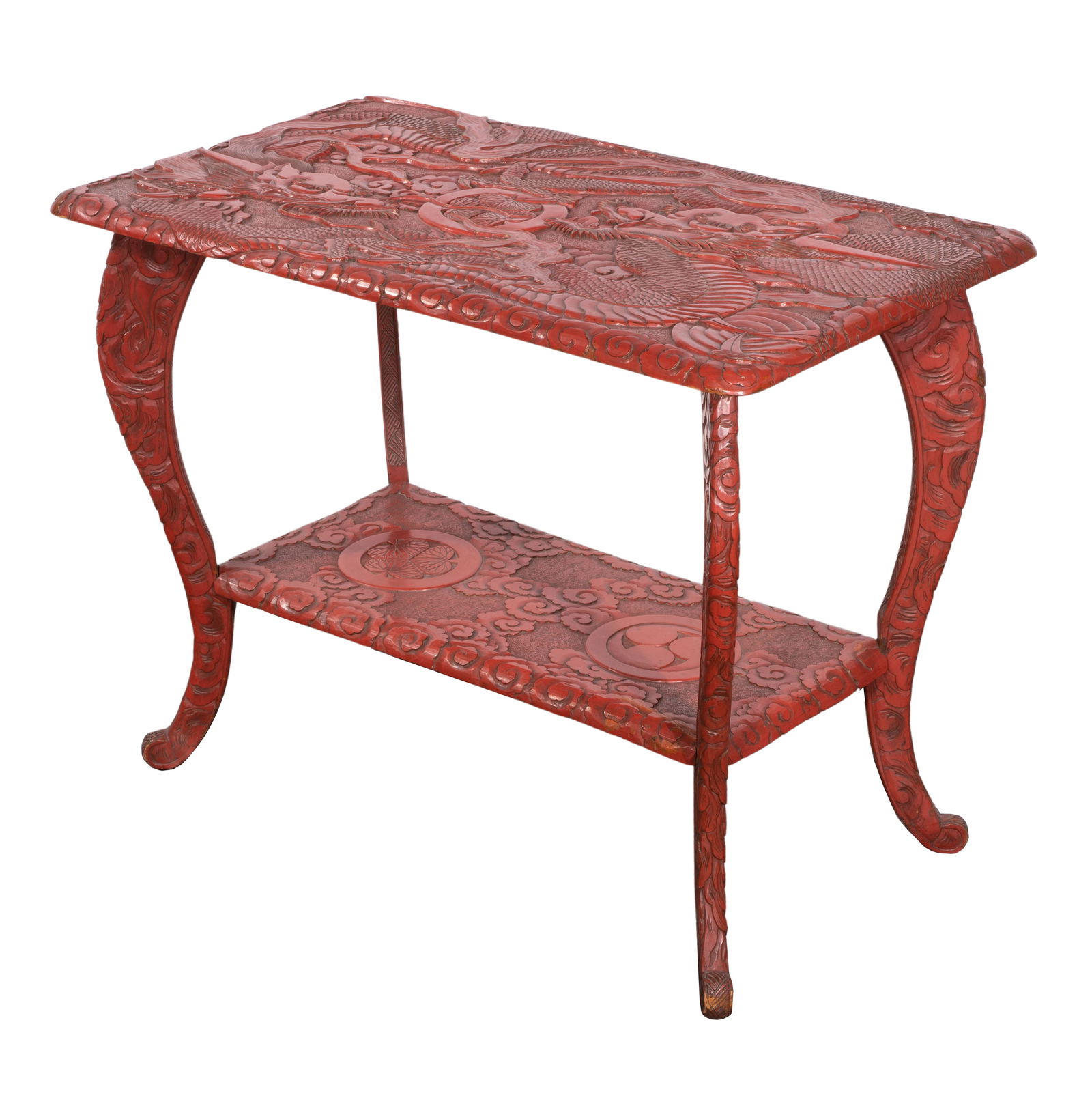 Chinese Cinnabar Style Lacquered Wood Table (1 of 3)