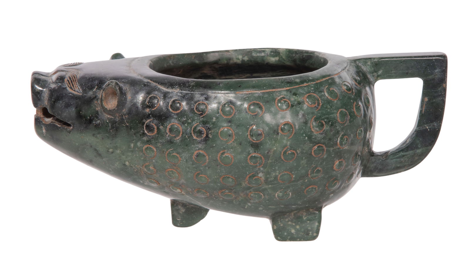 Asian Carved Nephrite Jade Vessel (1 of 4)