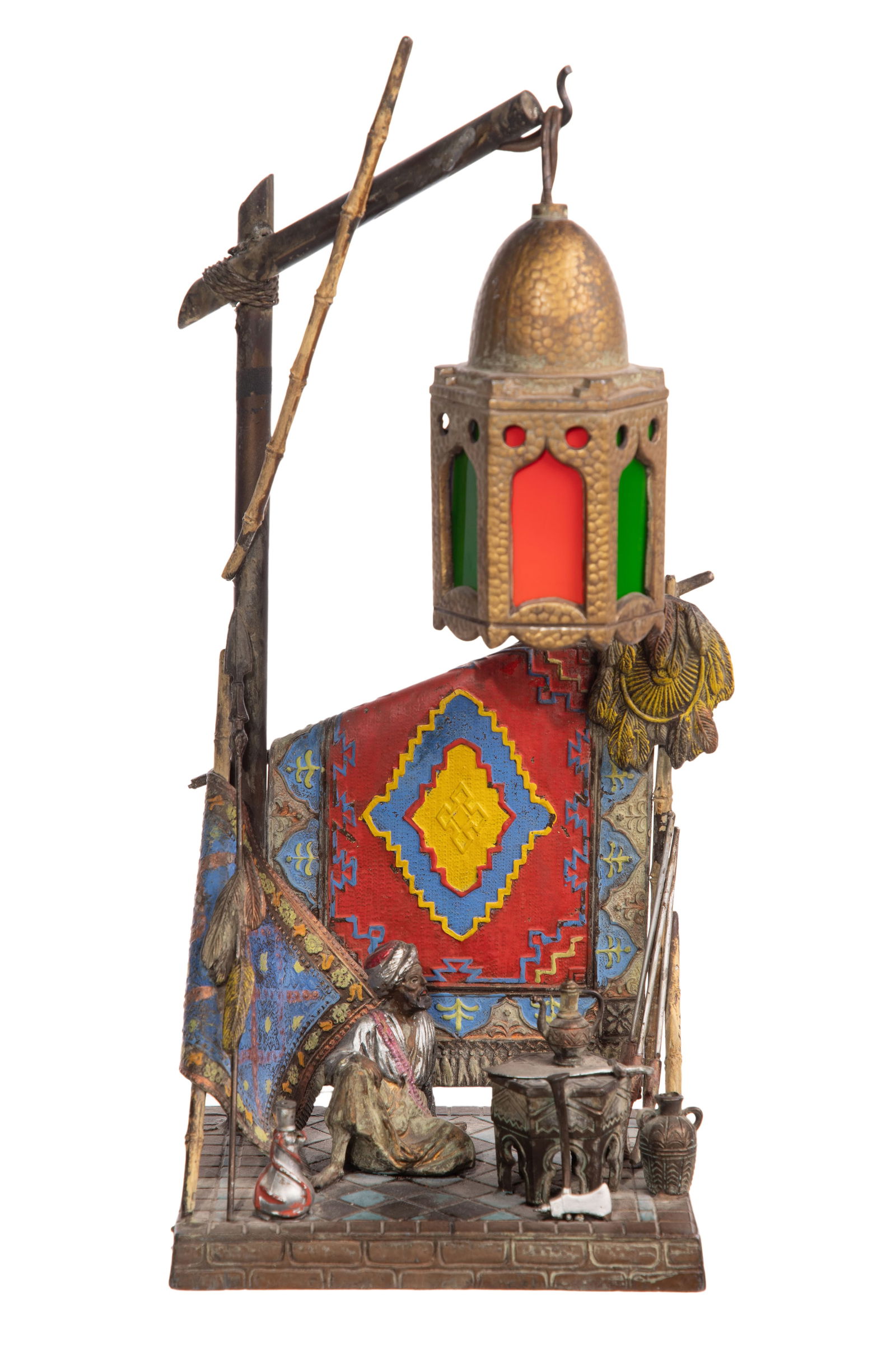 Style of Franz Xaver Bergmann (Austrian, 1861-1936) Cold Painted Spelter Lamp (1 of 6)