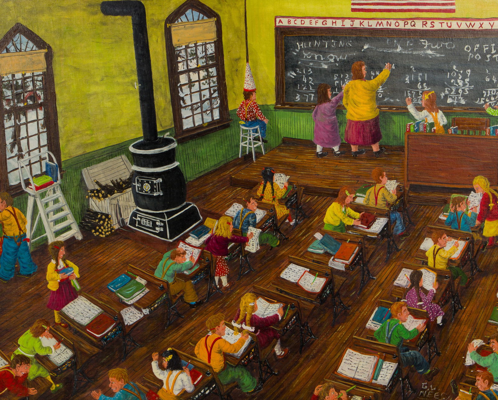 Gerald Lee Nees (American, b.1938) 'Good Old School Days' Oil on Canvas Board (1 of 4)