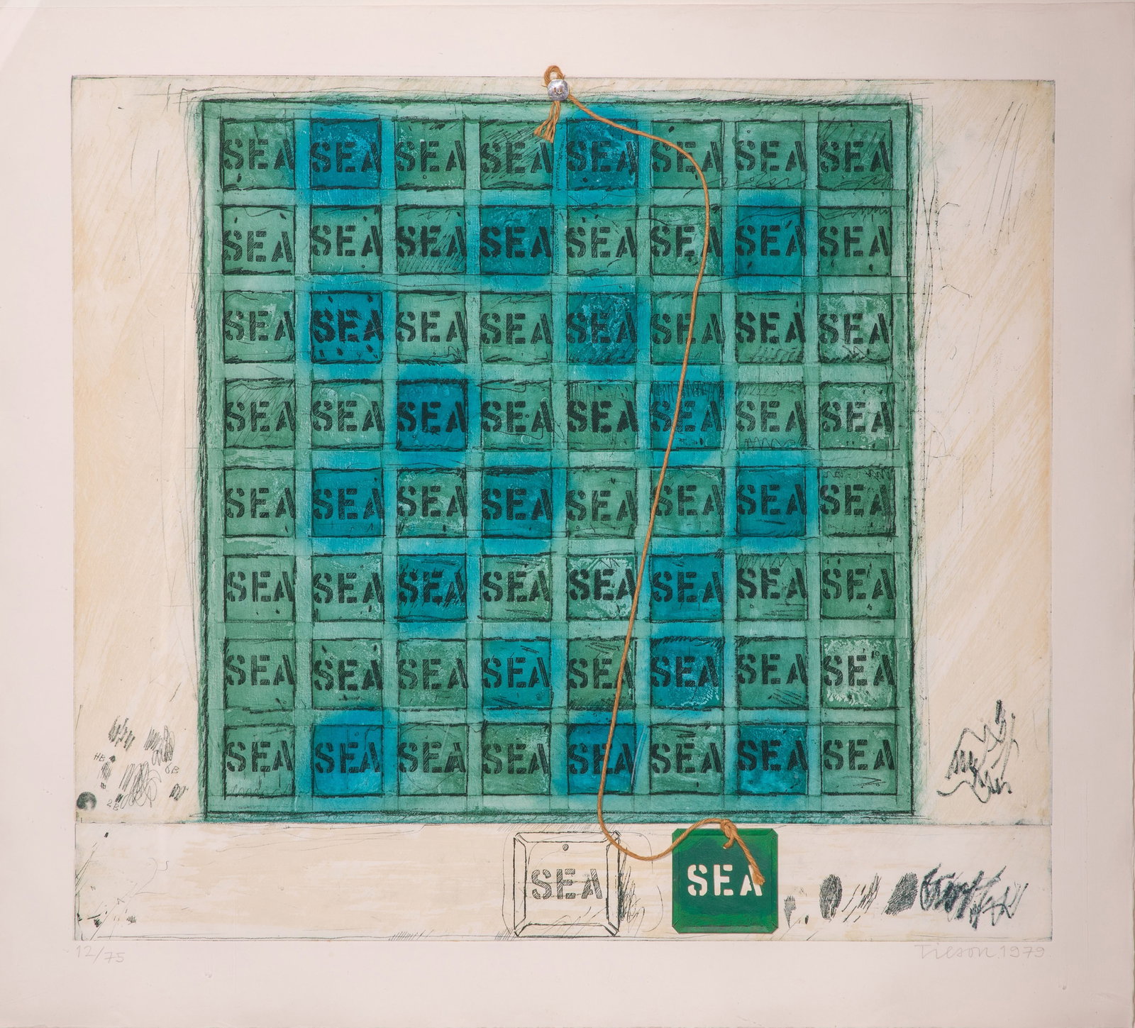 Joe Tilson (British, b.1928) 'Sea Mantra' Color Etching (1 of 4)