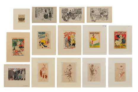 French Print Assortment: French Print Assortment (14) items including Jules Cheret, Jacques Alphonse Testard and Leo Gausson, some matted, unframed Property from: an Estate, Chicago (River North), Illinois Height: