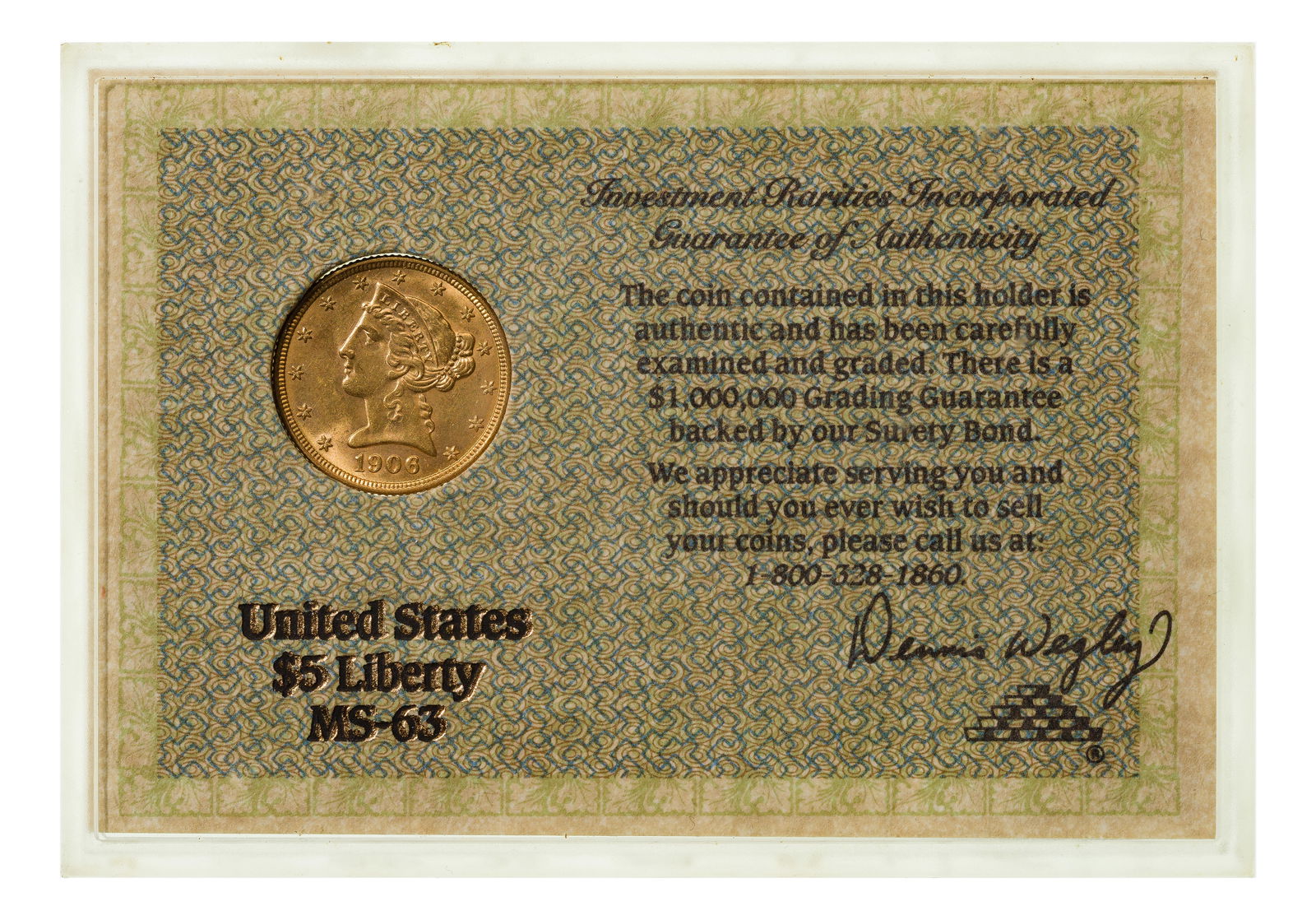 1906-D $5 Gold MS-63: 1906-D $5 Gold MS-63 Property from: an Estate, Madison, Wisconsin Category: US Gold > $5 Gold Estimated Sale Time: 10:37 am CST Shipping Status: