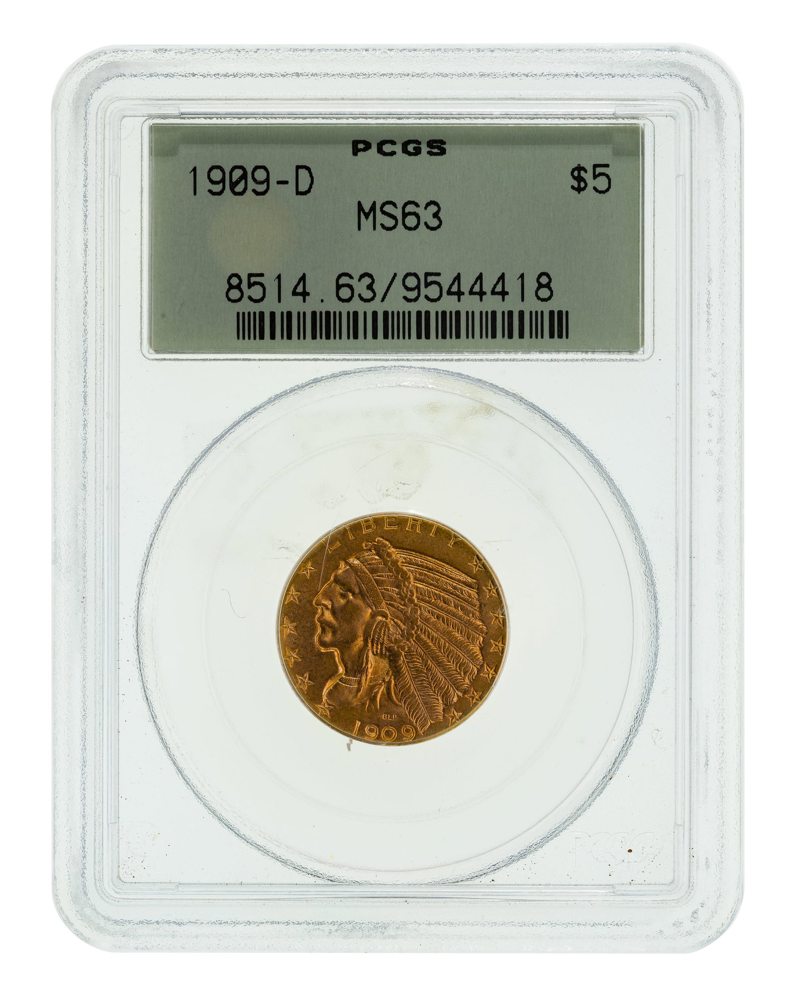 1909-D $5 Gold MS-63 PCGS (1 of 2)