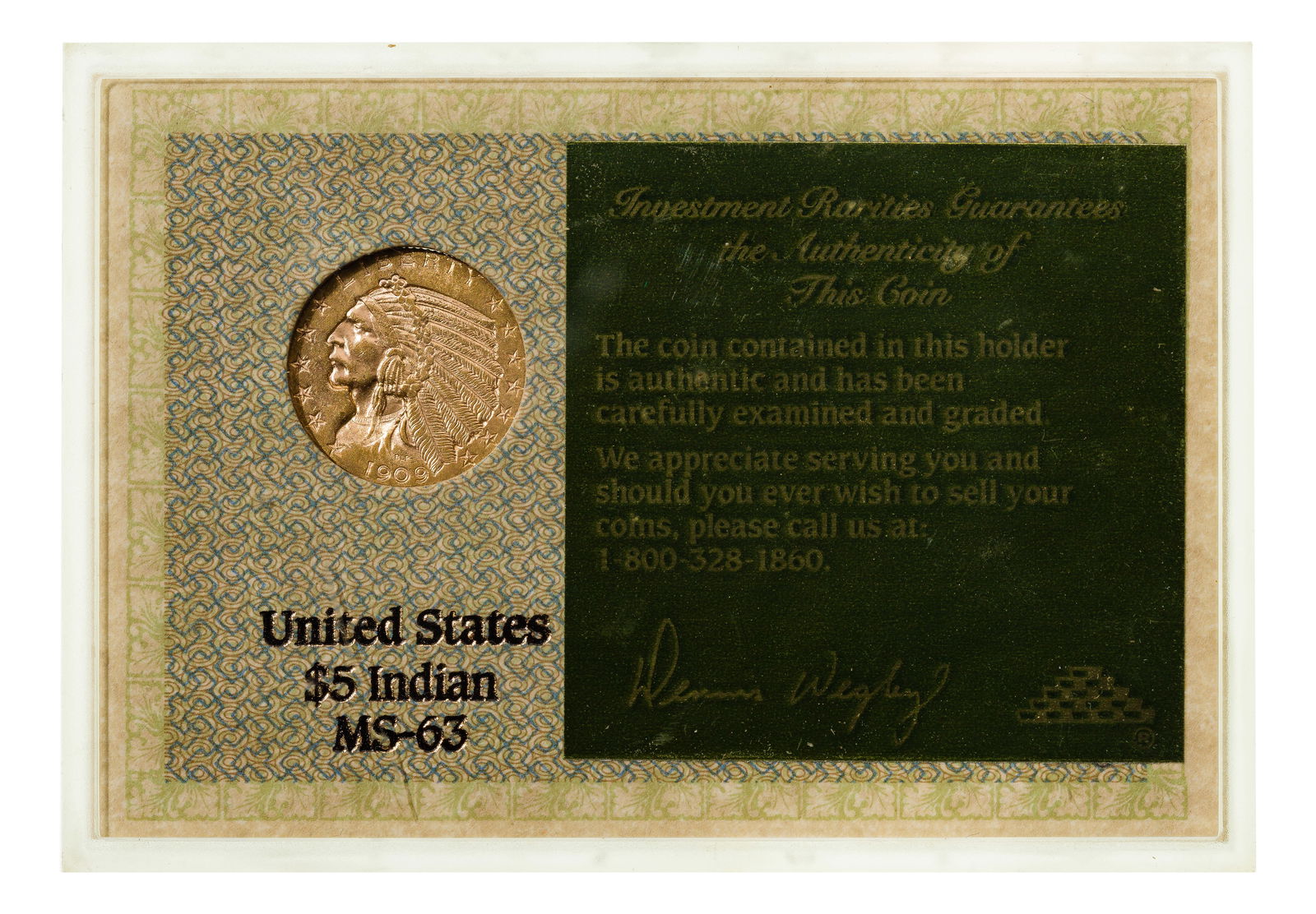 1909-D $5 Gold MS-63: 1909-D $5 Gold MS-63 Property from: an Estate, Madison, Wisconsin Category: US Gold > $5 Gold Estimated Sale Time: 10:43 am CST Shipping Status: