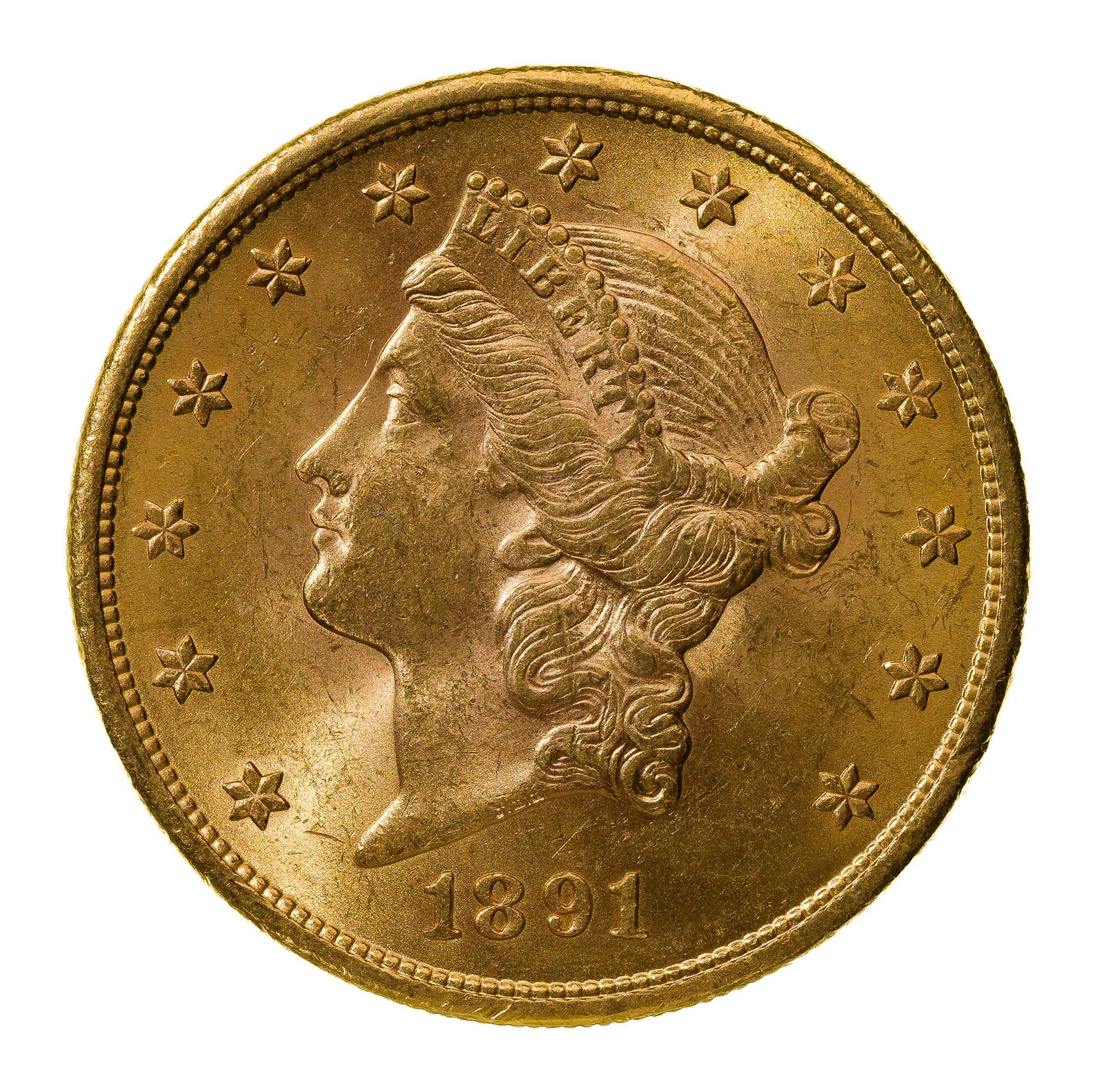 1891-S $20 Gold Unc. (1 of 2)
