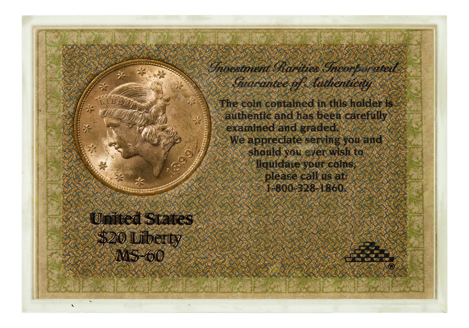 1899 $20 Gold Unc. (1 of 2)