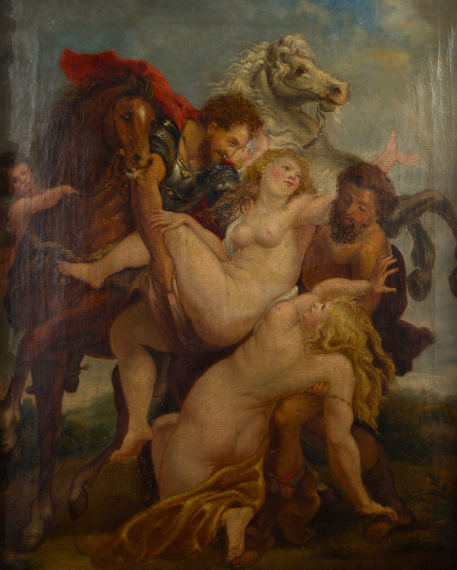 After Peter Paul Rubens (1577-1640) 'Rape of the Daughters of Leucippus' Oil on Canvas (1 of 3)