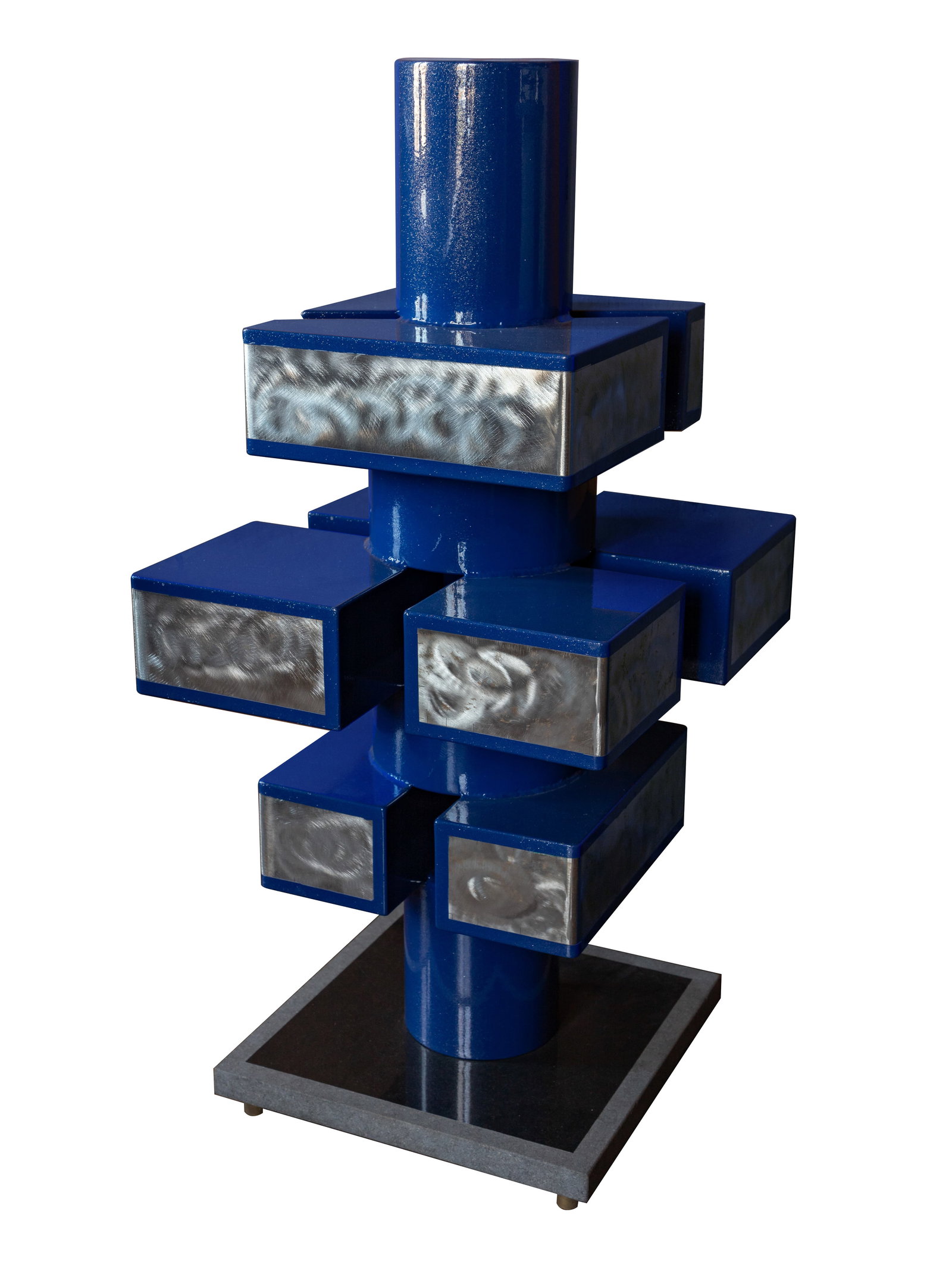 Kenneth Nelson (American, 1932-2022) Metal Sculpture: Kenneth Nelson (American, 1932-2022) Metal Sculpture Undated, unsigned, blue powder coated and brushed steel sculpture on a marble base Property from: an Estate, Chicago (Beverly), Illinois Height: 30